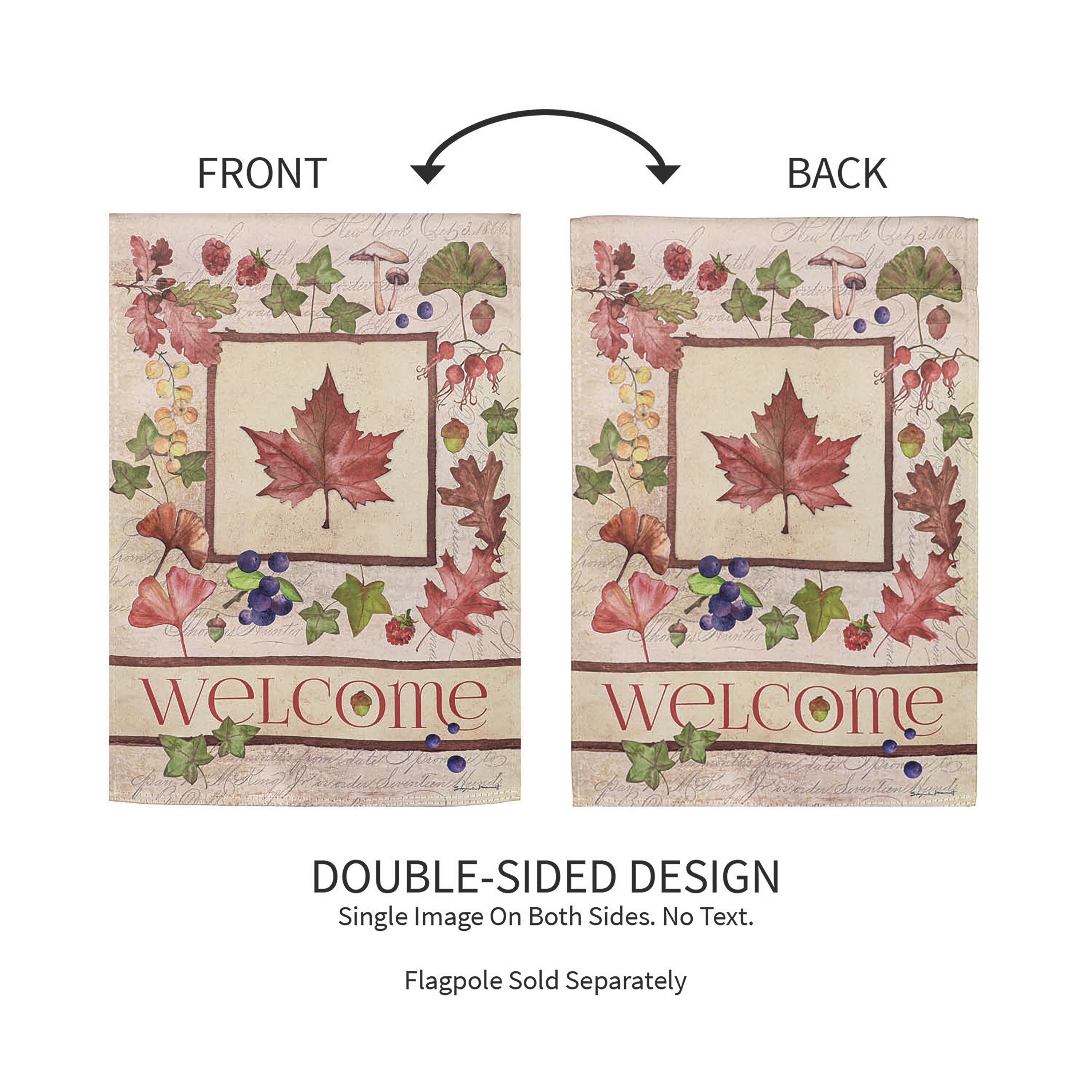 Welcome Fall Leaf Suede Garden Flags - Sports Collectibles, Sports Memorabilia, Sports Fan Shop, Sports Gifts