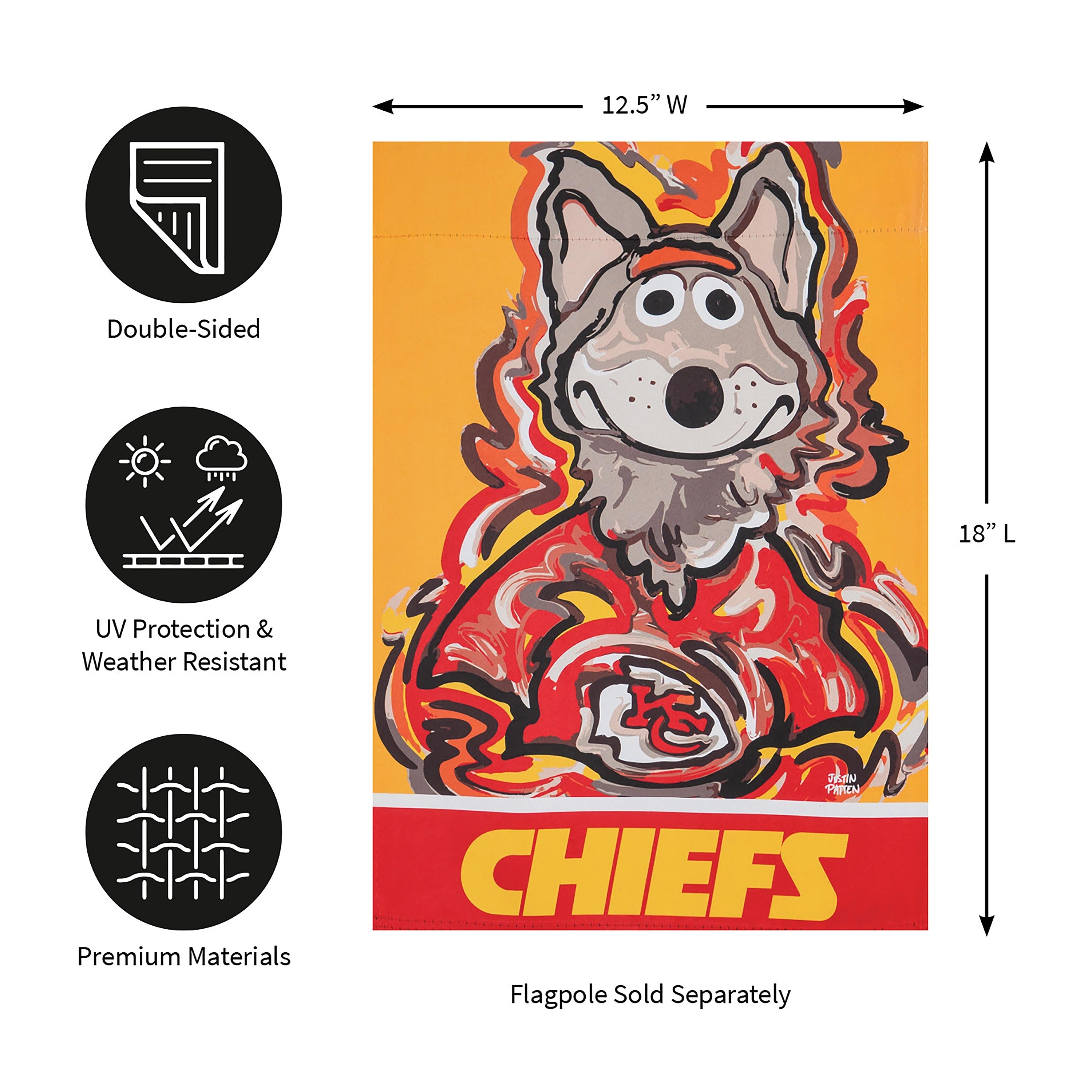 Kansas City Chiefs Justin Patten Suede Garden Flag - Sports Collectibles, Sports Memorabilia, Sports Fan Shop, Sports Gifts