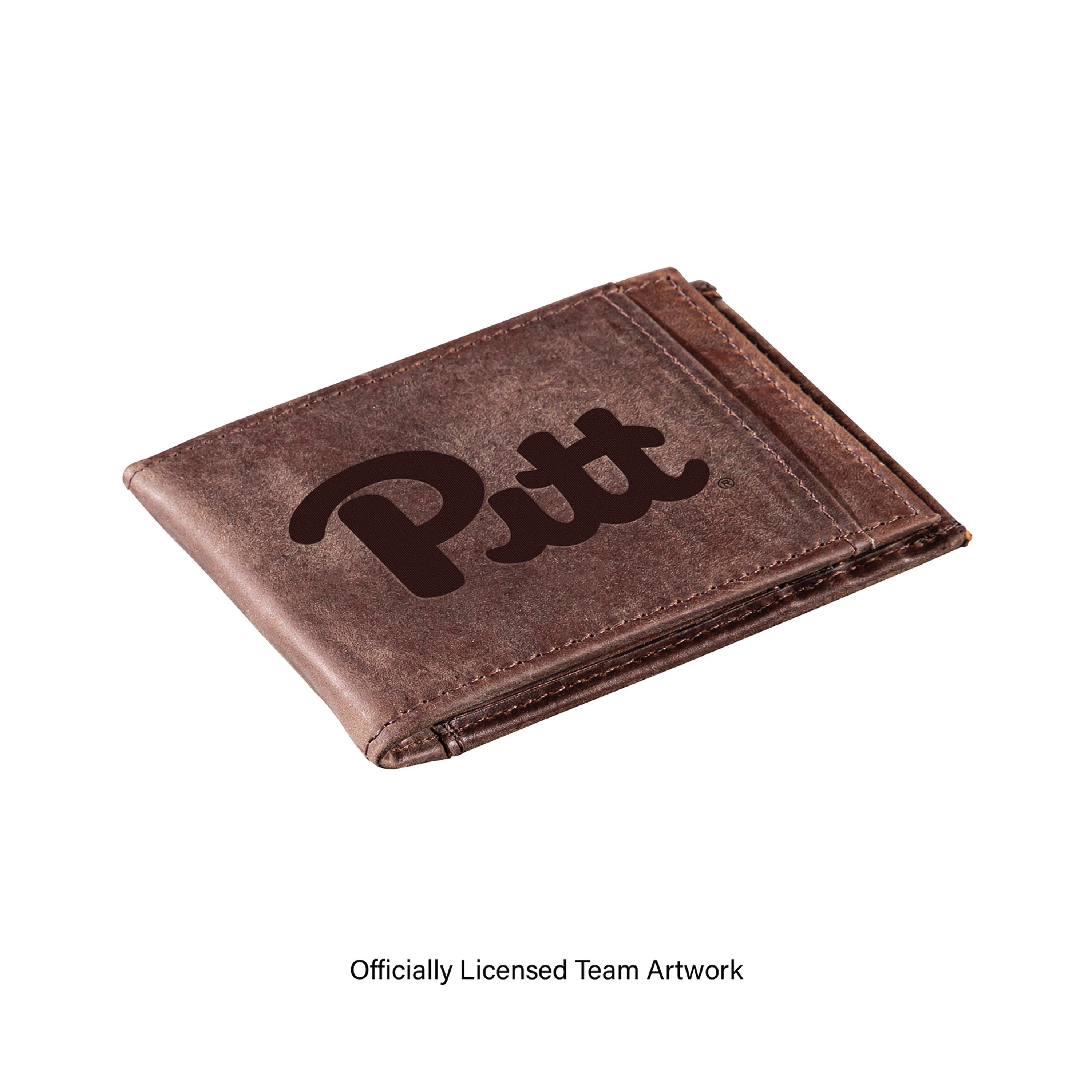 Front Pocket Wallet w/ RFID Blocking, University of Pittsburgh, Brown - Sports Collectibles, Sports Memorabilia, Sports Fan Shop, Sports Gifts