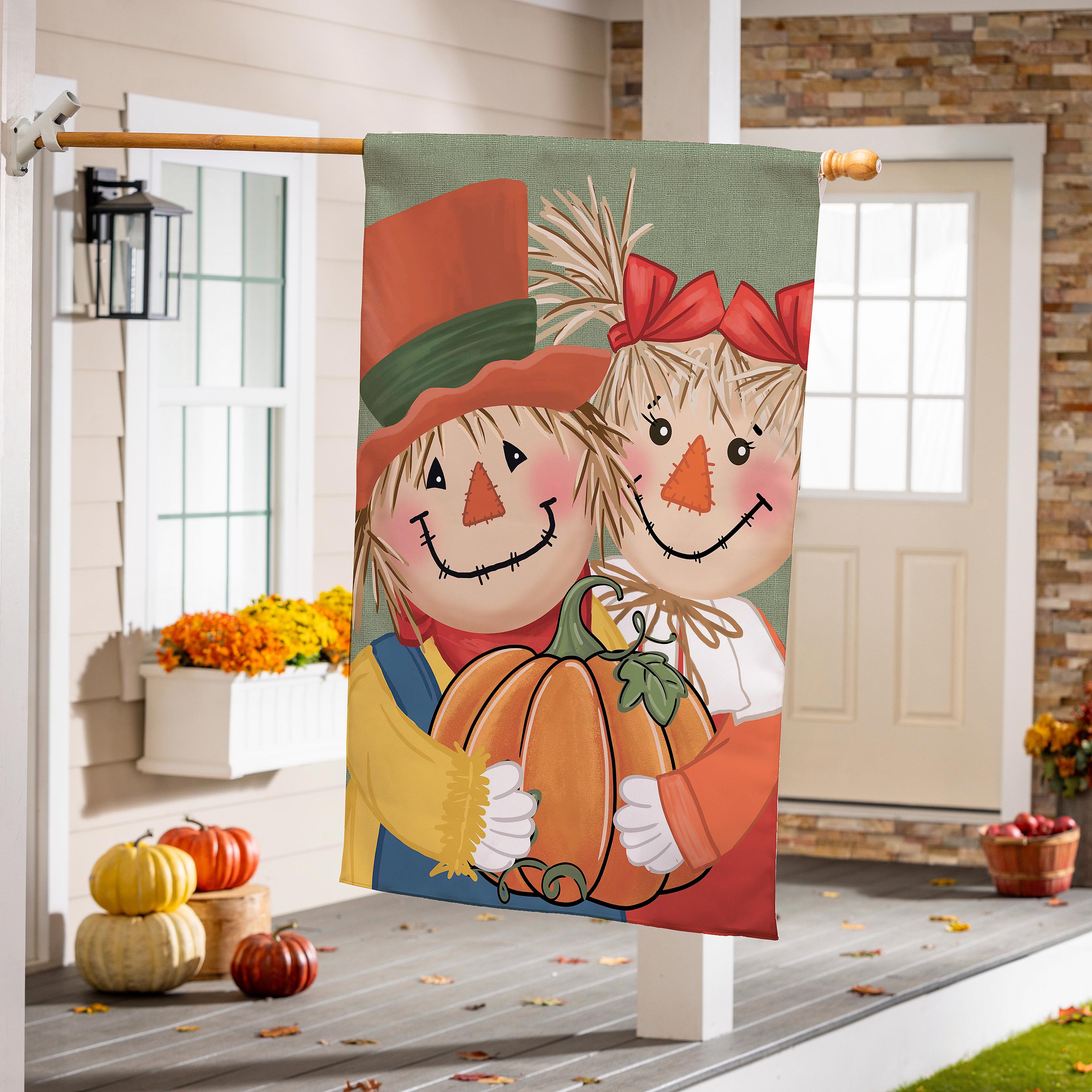Couple Of Scarecrows Applique House Flag - Sports Gifts, Sports Memorabilia, Sports Collectibles, Fan Shop
