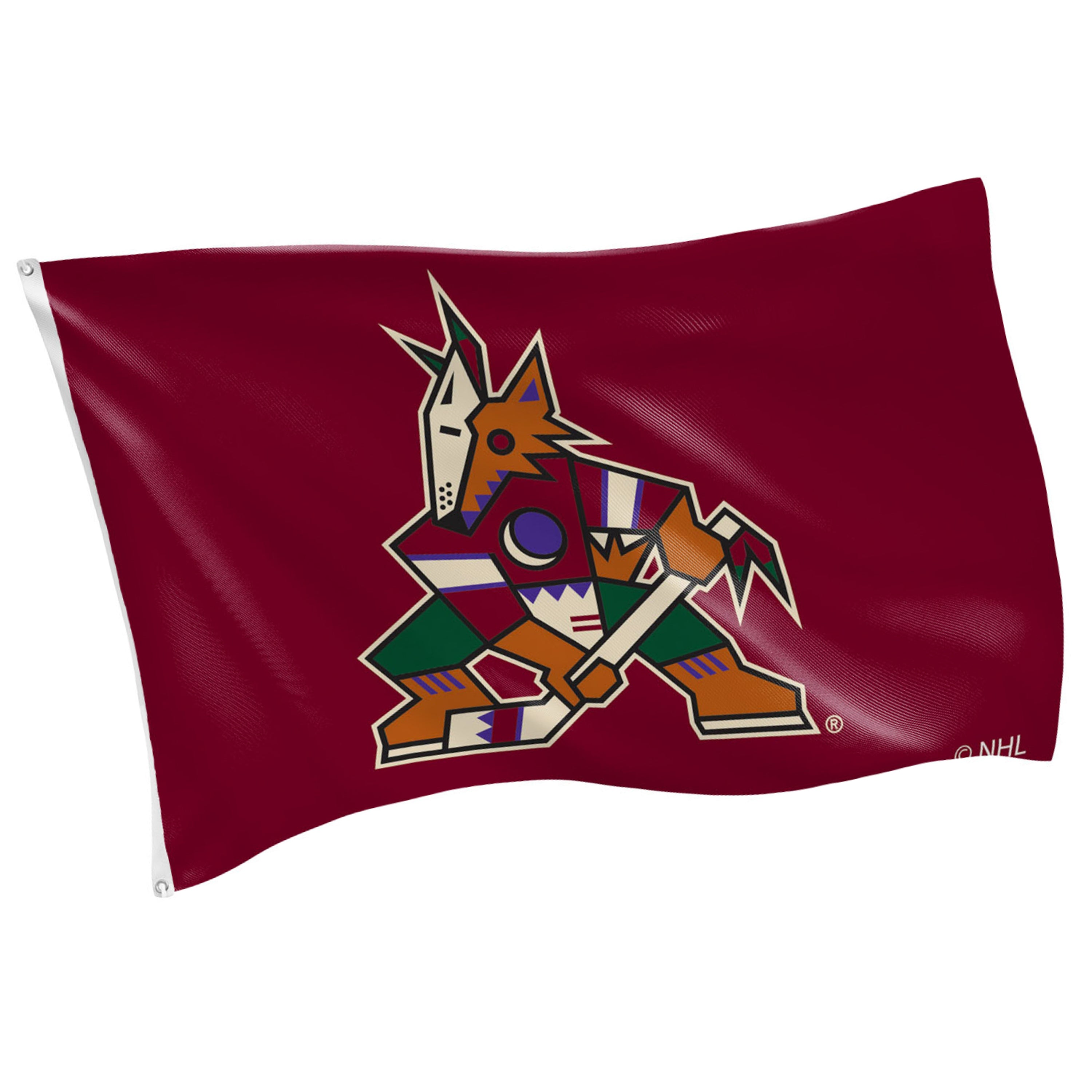Arizona Coyotes Single Sided Flag w/ 2 Grommets, 3'x5' - Sports Gifts, Sports Memorabilia, Sports Collectibles, Fan Shop