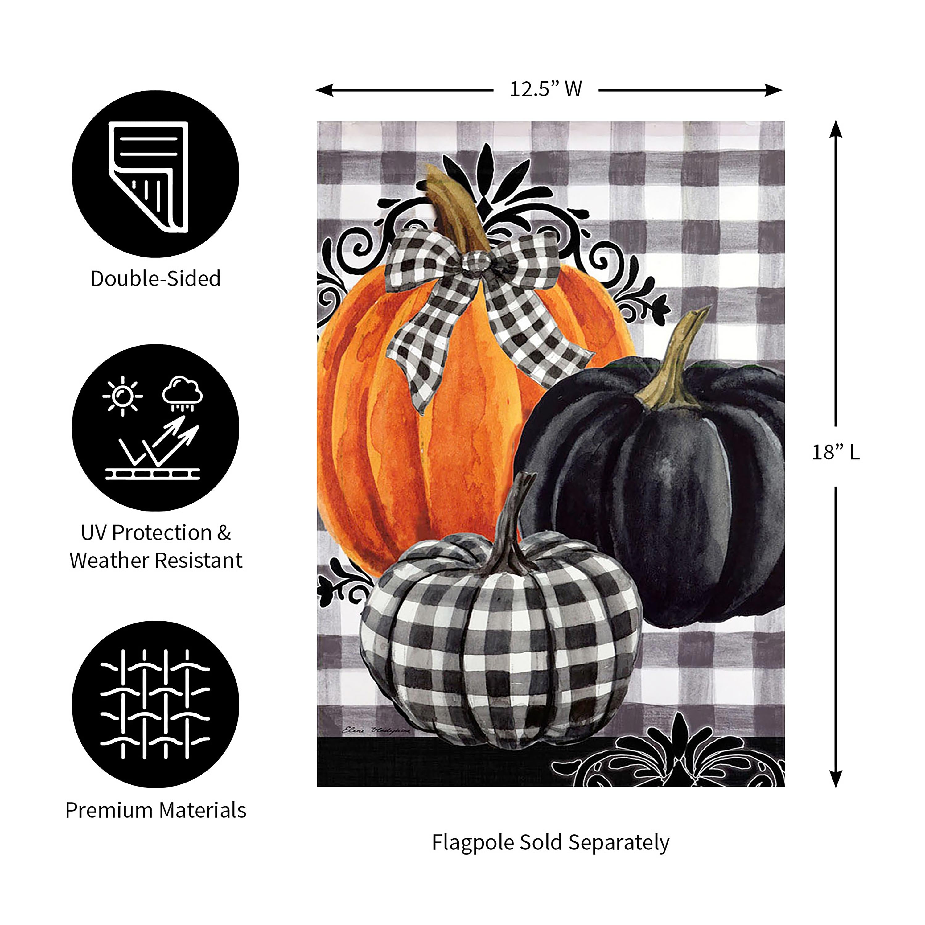 Pumpkin Check Garden Suede Flag - Sports Collectibles, Sports Memorabilia, Sports Fan Shop, Sports Gifts