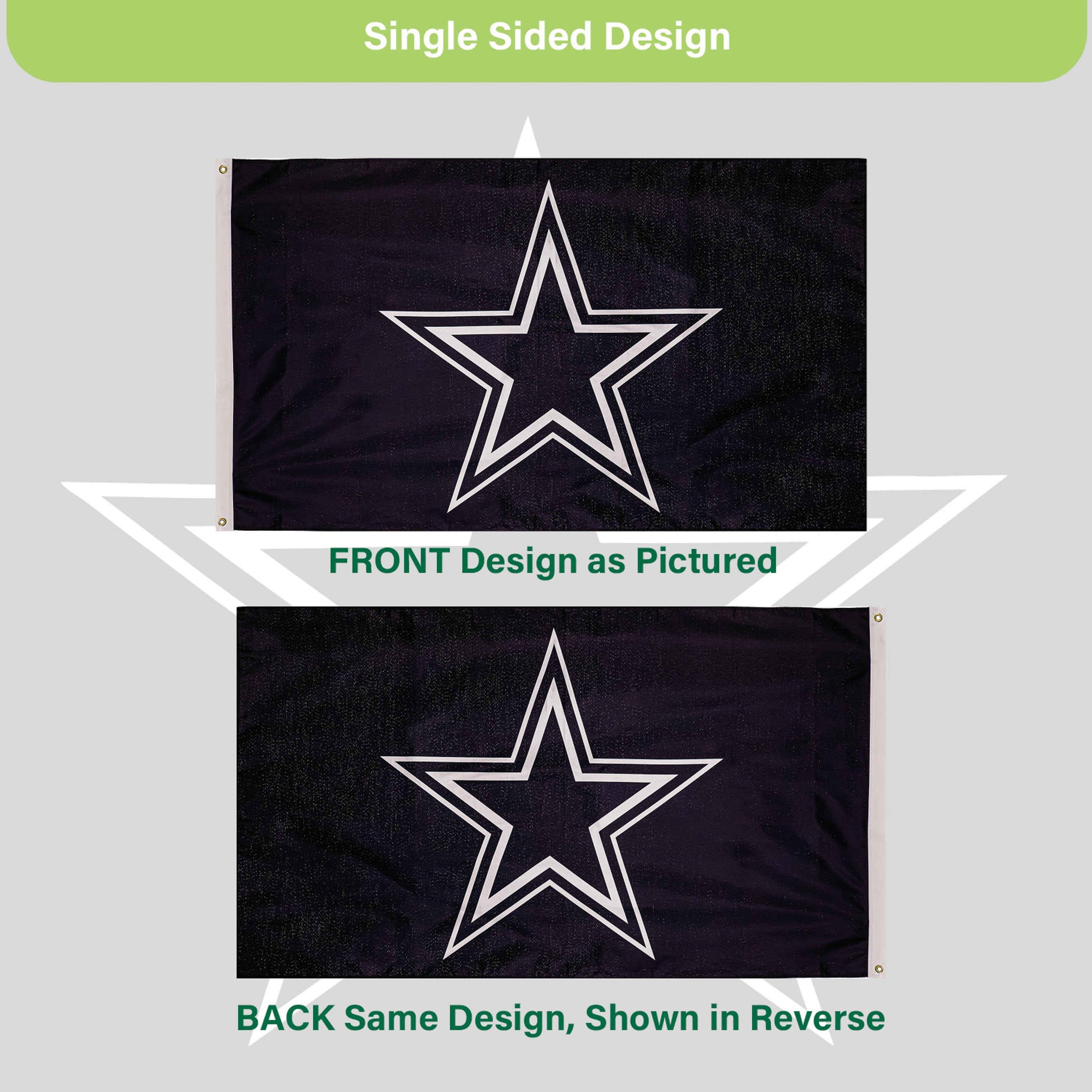 Dallas Cowboys Single Sided Estate Flag with 2 Grommets, 3'x5' - Sports Gifts, Sports Memorabilia, Sports Collectibles, Fan Shop