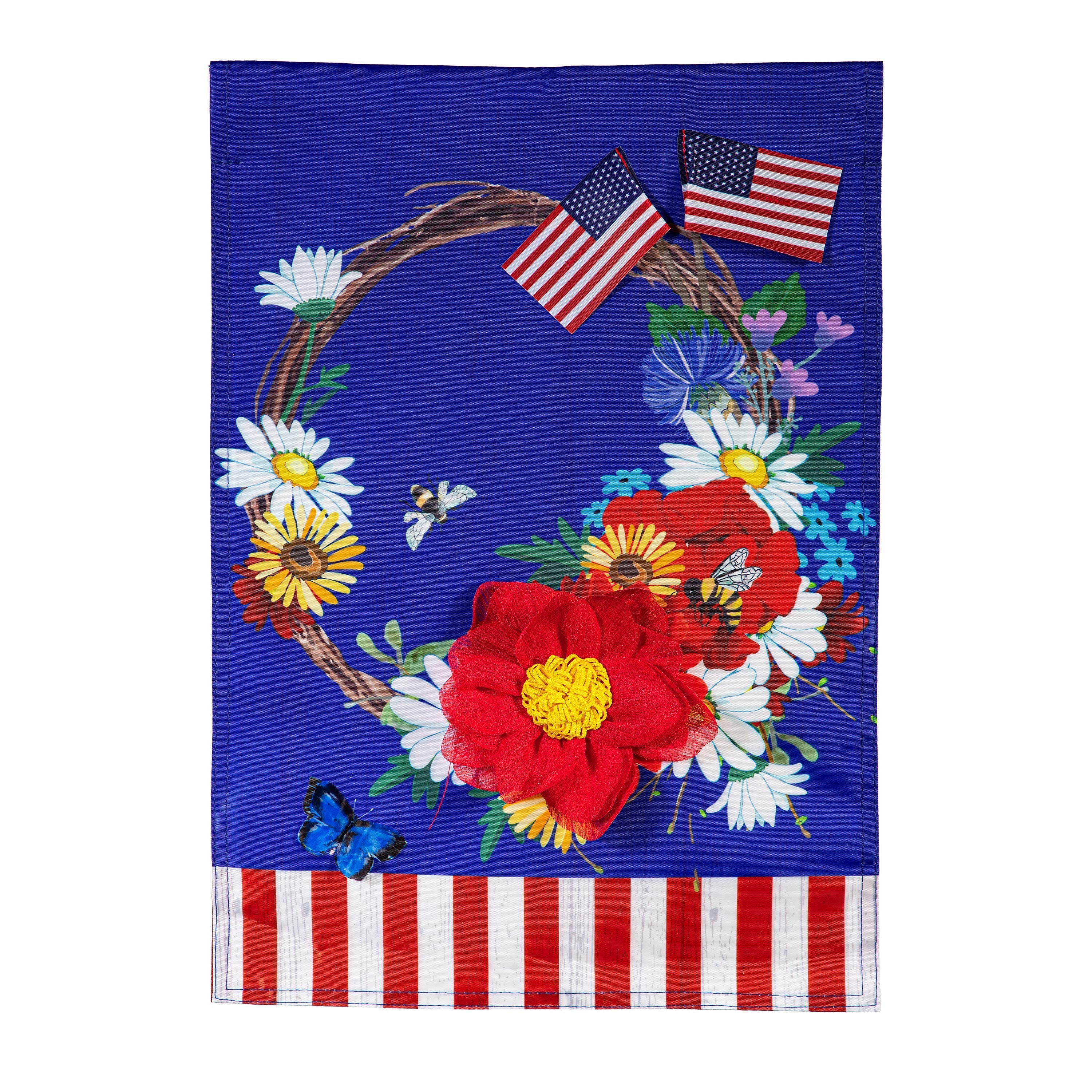 Patriotic Wreath Applique Garden Flag - Sports Collectibles, Sports Memorabilia, Sports Fan Shop, Sports Gifts