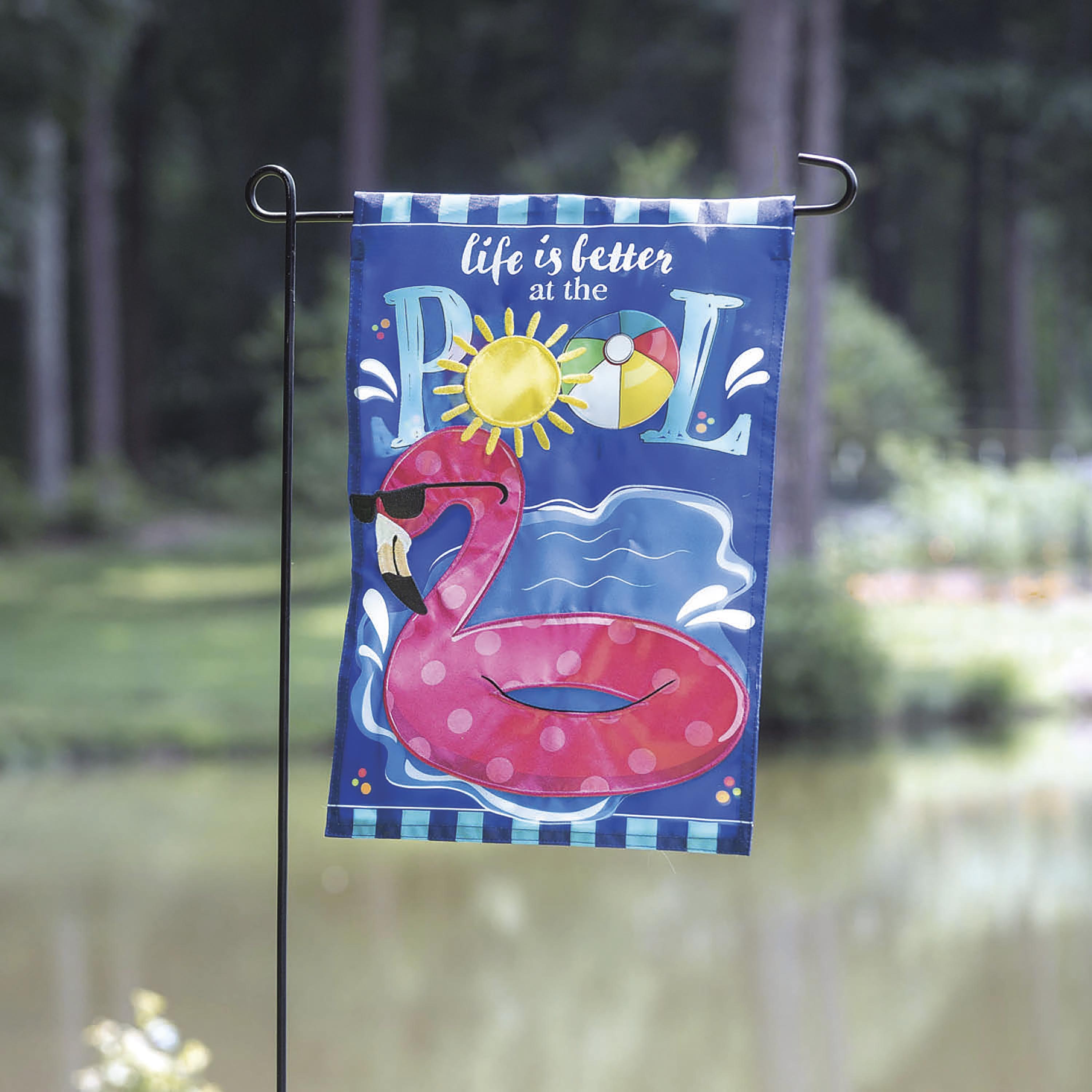 Life is Better at the Pool Applique Garden Flag - Sports Collectibles, Sports Memorabilia, Sports Fan Shop, Sports Gifts