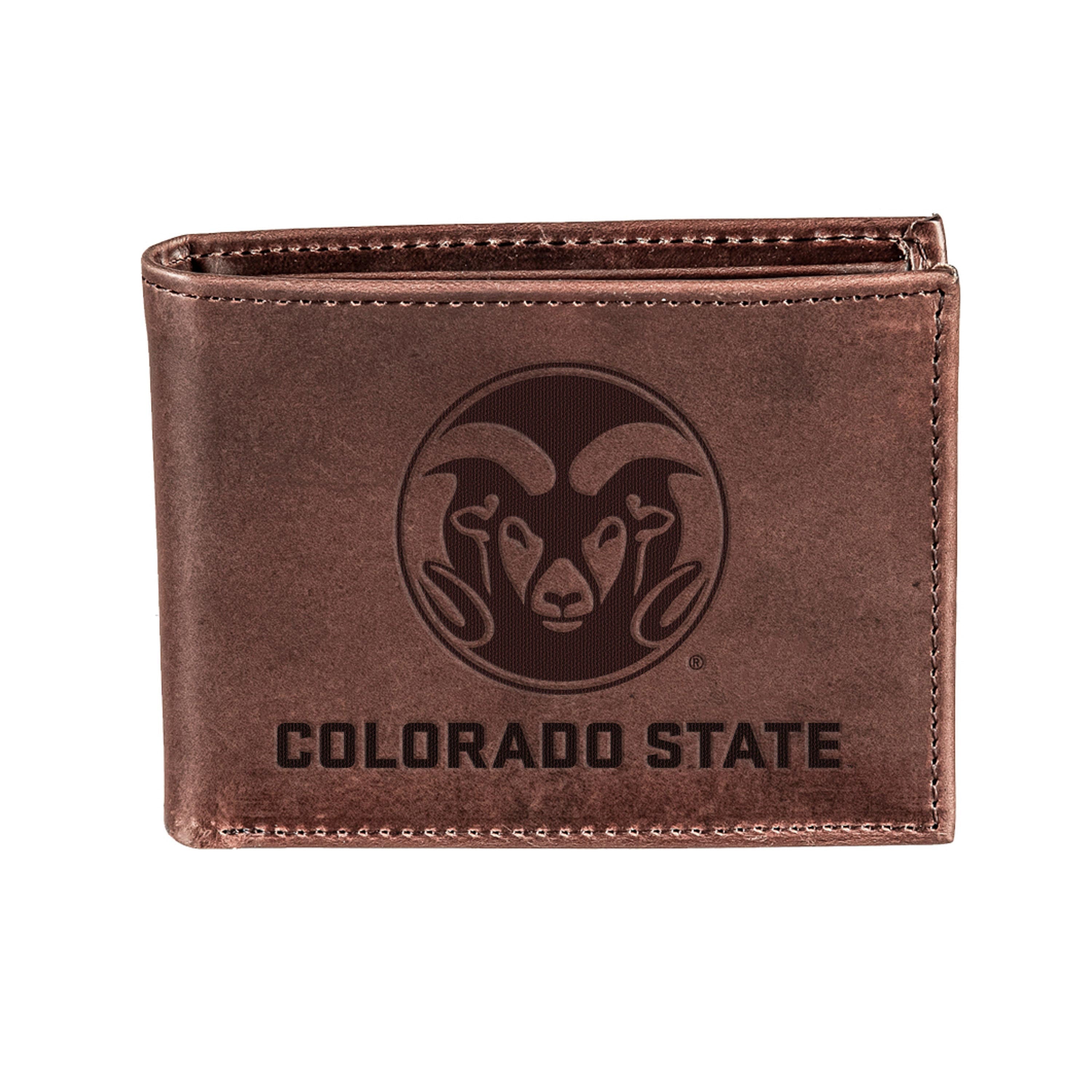 Colorado State University, Bi-Fold Wallet, Brown, CH, 100% Genuine Leather - Sports Collectibles, Sports Memorabilia, Sports Fan Shop, Sports Gifts