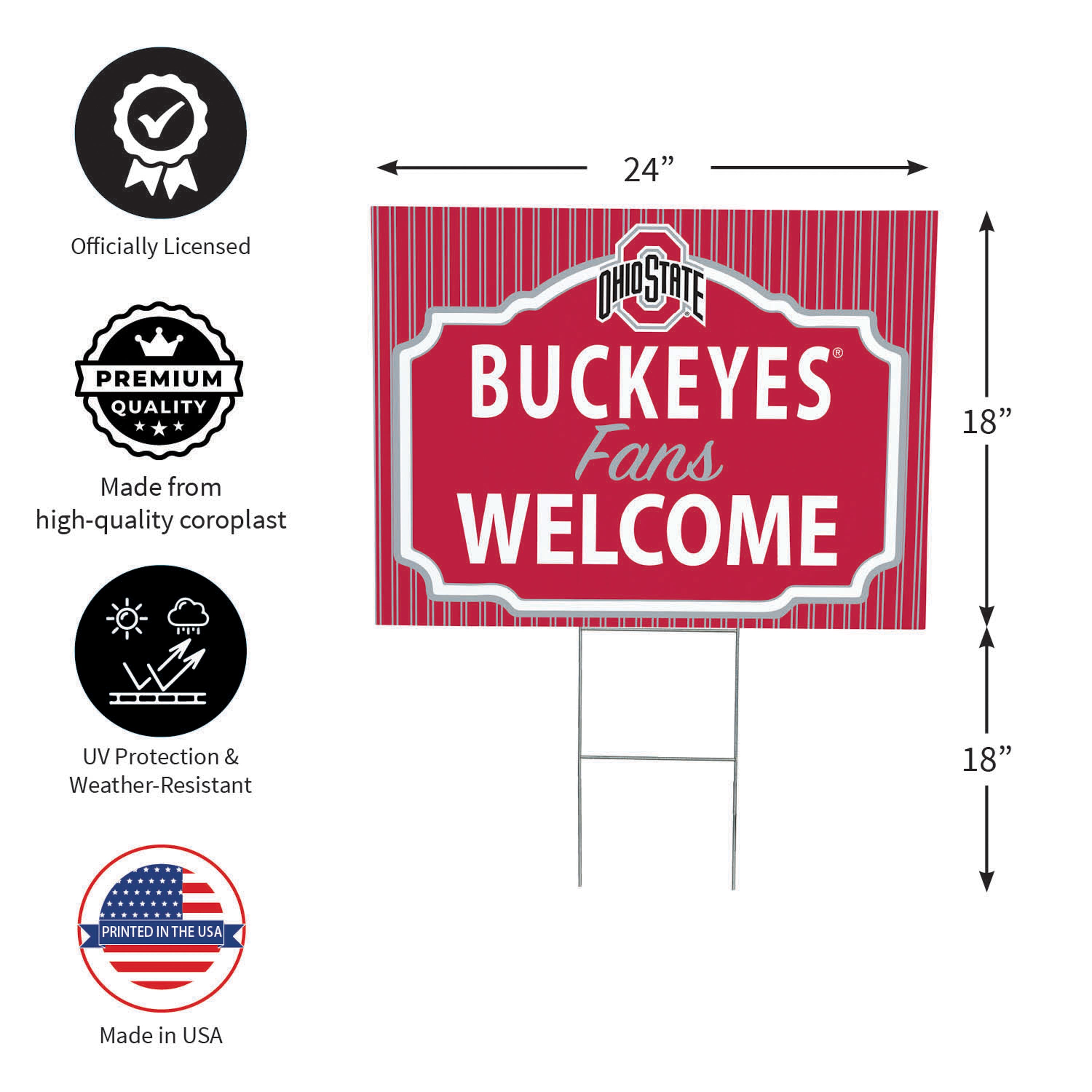 Ohio State University Coroplast Yard Sign, "Fans Welcome"