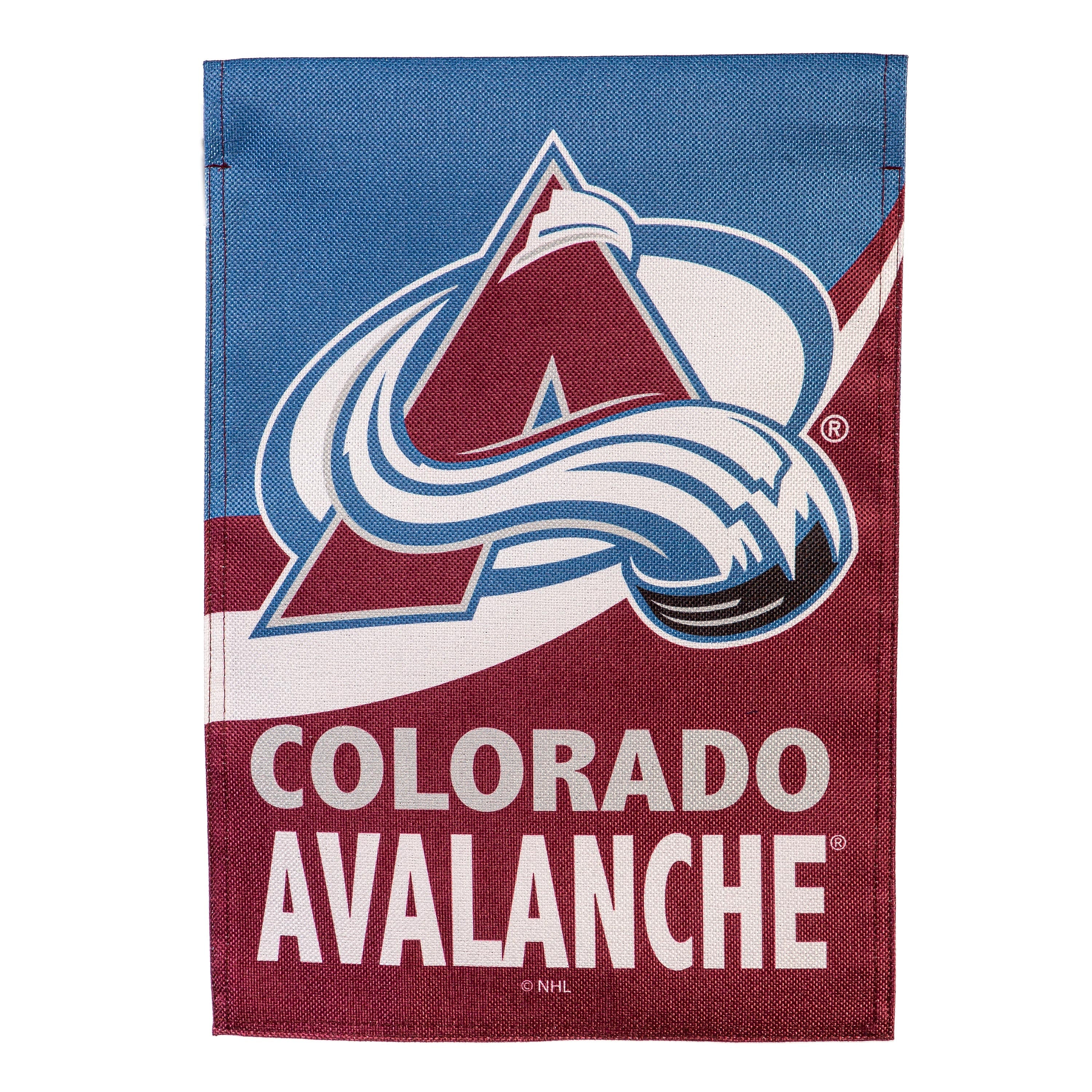 Colorado Avalanche Burlap Flag GDN Size - Sports Collectibles, Sports Memorabilia, Sports Fan Shop, Sports Gifts
