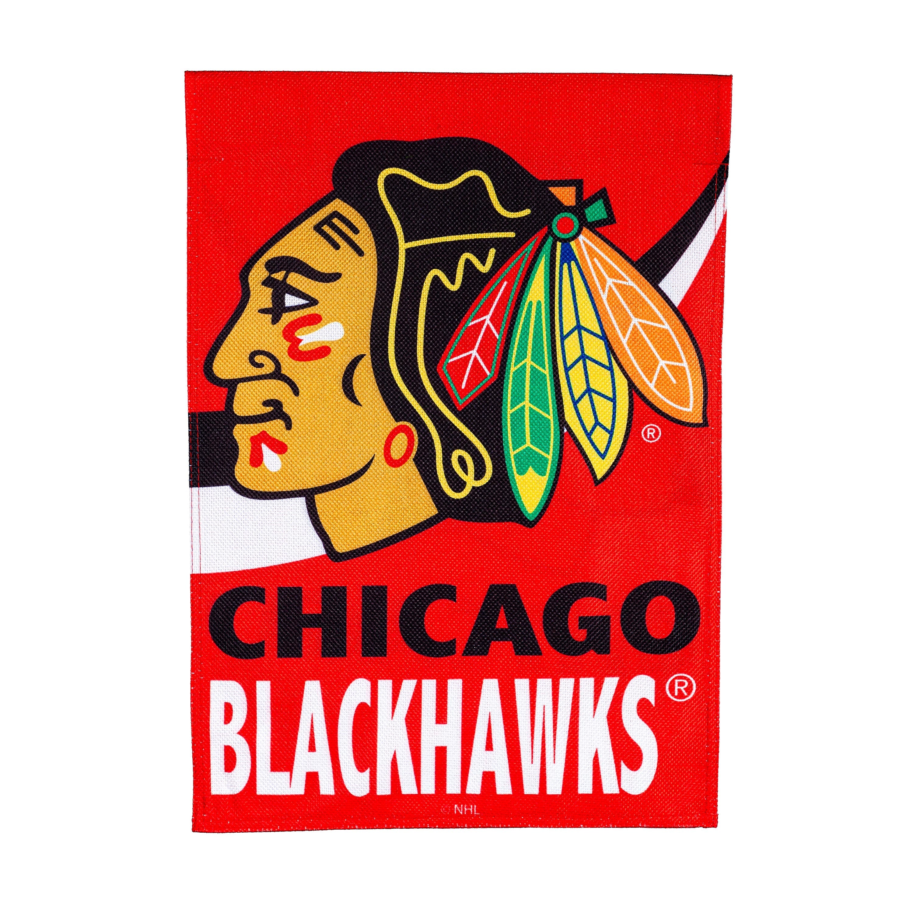 NHL Hockey Burlap Garden Flag, Chicago Blackhawks - Sports Collectibles, Sports Memorabilia, Sports Fan Shop, Sports Gifts
