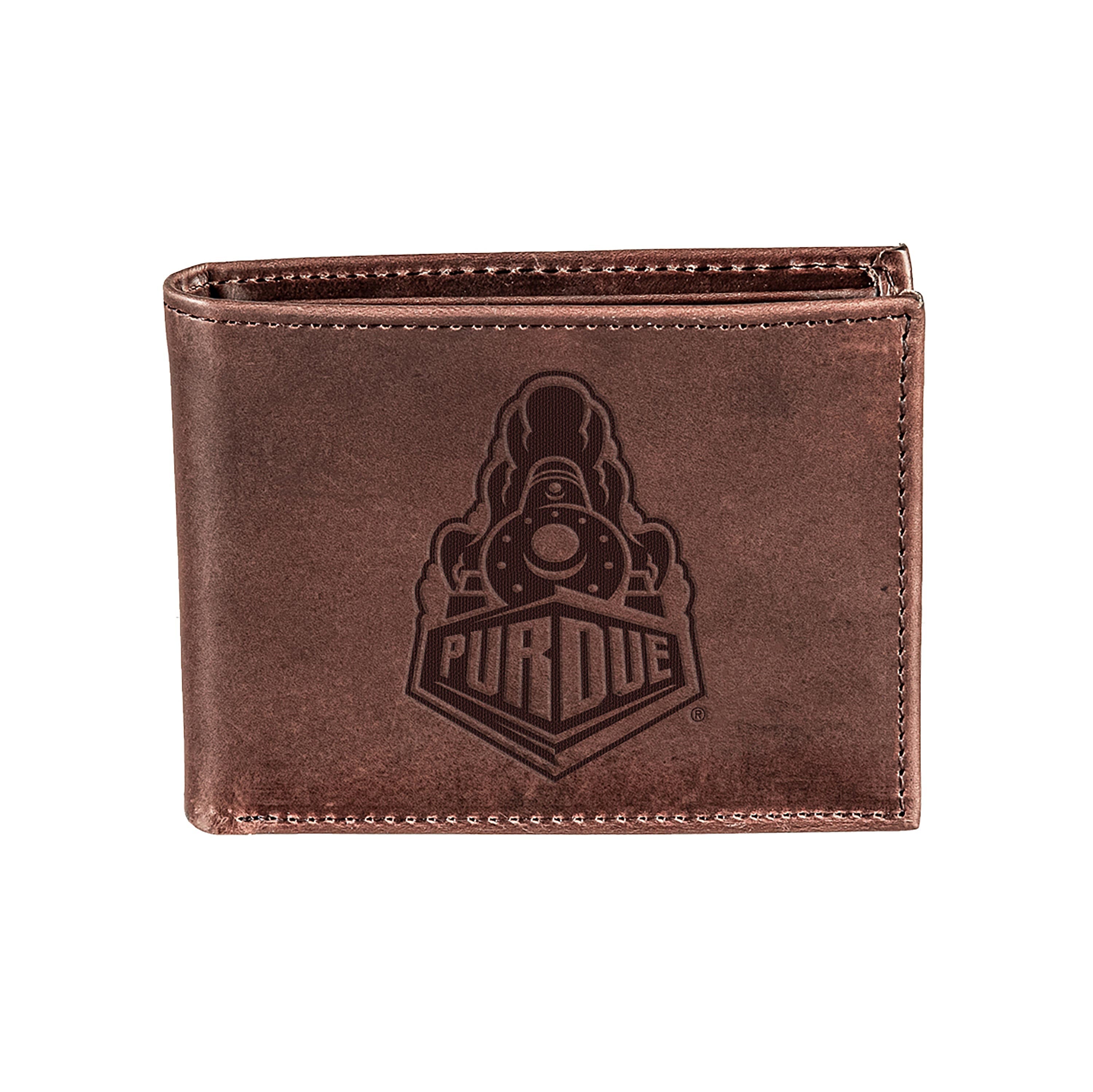 Purdue University, Bi-Fold Wallet, Brown, CH, 100% Genuine Leather - Sports Collectibles, Sports Memorabilia, Sports Fan Shop, Sports Gifts
