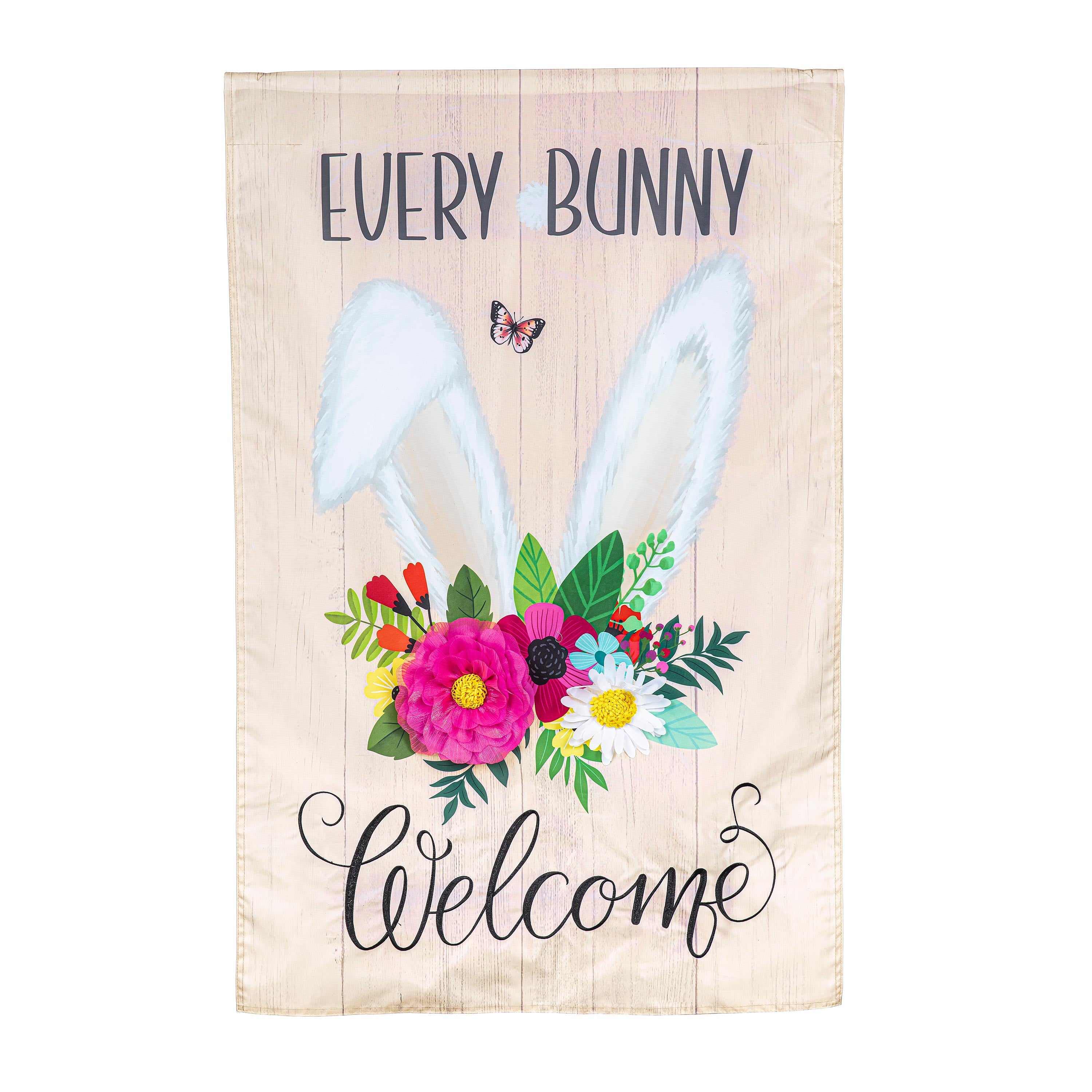 Every Bunny Welcome Applique House Flag - Sports Collectibles, Sports Memorabilia, Sports Fan Shop, Sports Gifts