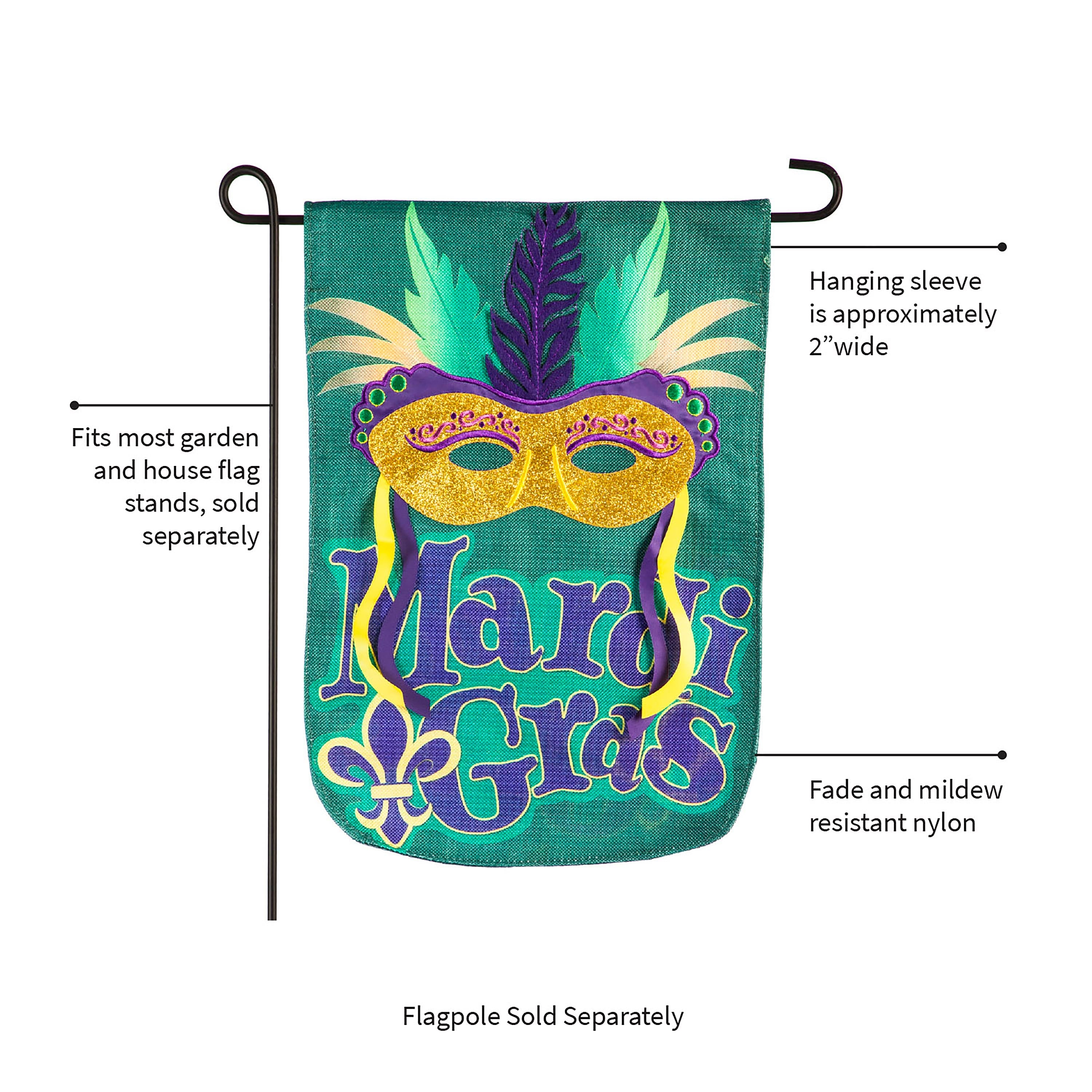 Mardi Gras Mask Garden Burlap Flag - Sports Collectibles, Sports Memorabilia, Sports Fan Shop, Sports Gifts