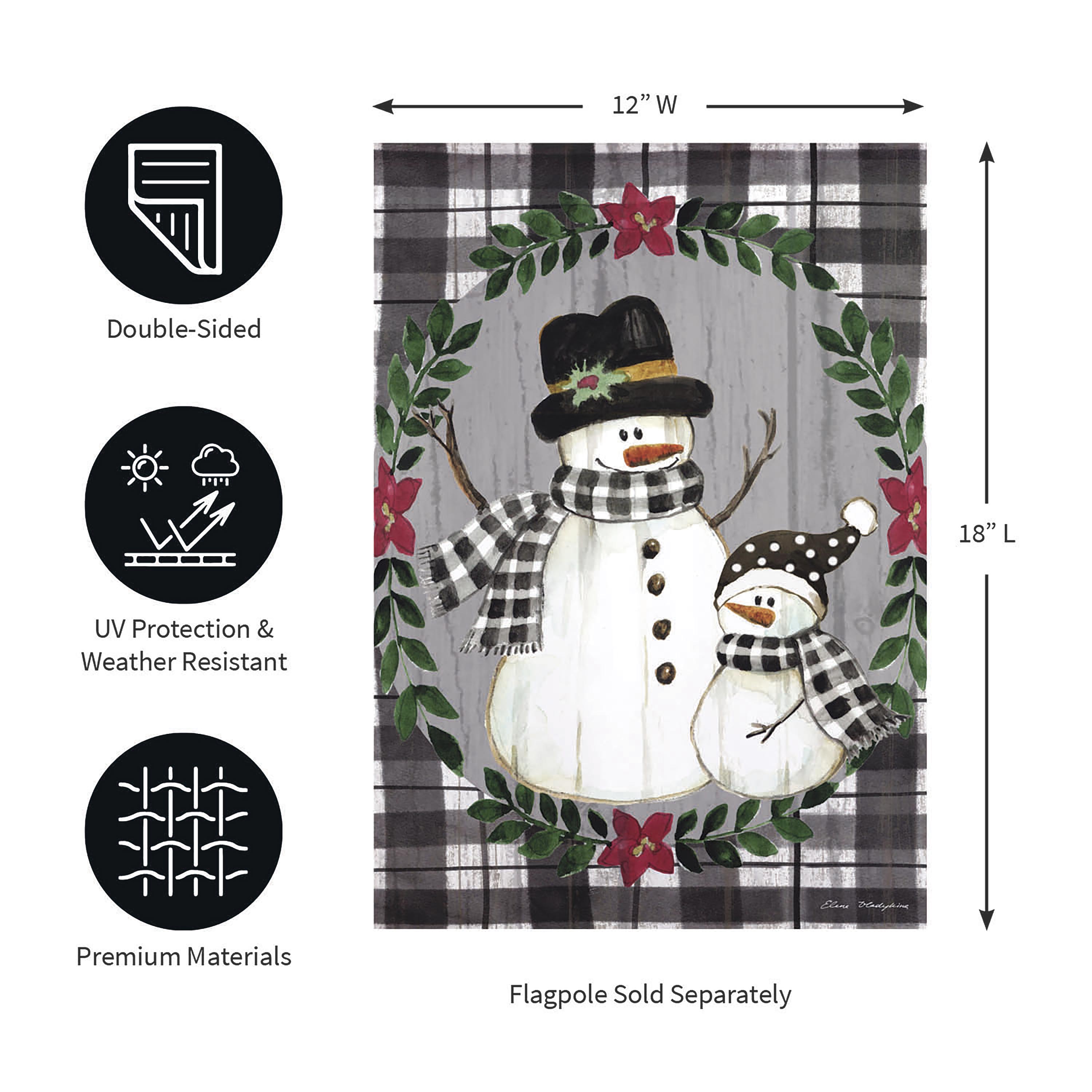Country Snowmen Moire Garden Flag - Sports Collectibles, Sports Memorabilia, Sports Fan Shop, Sports Gifts