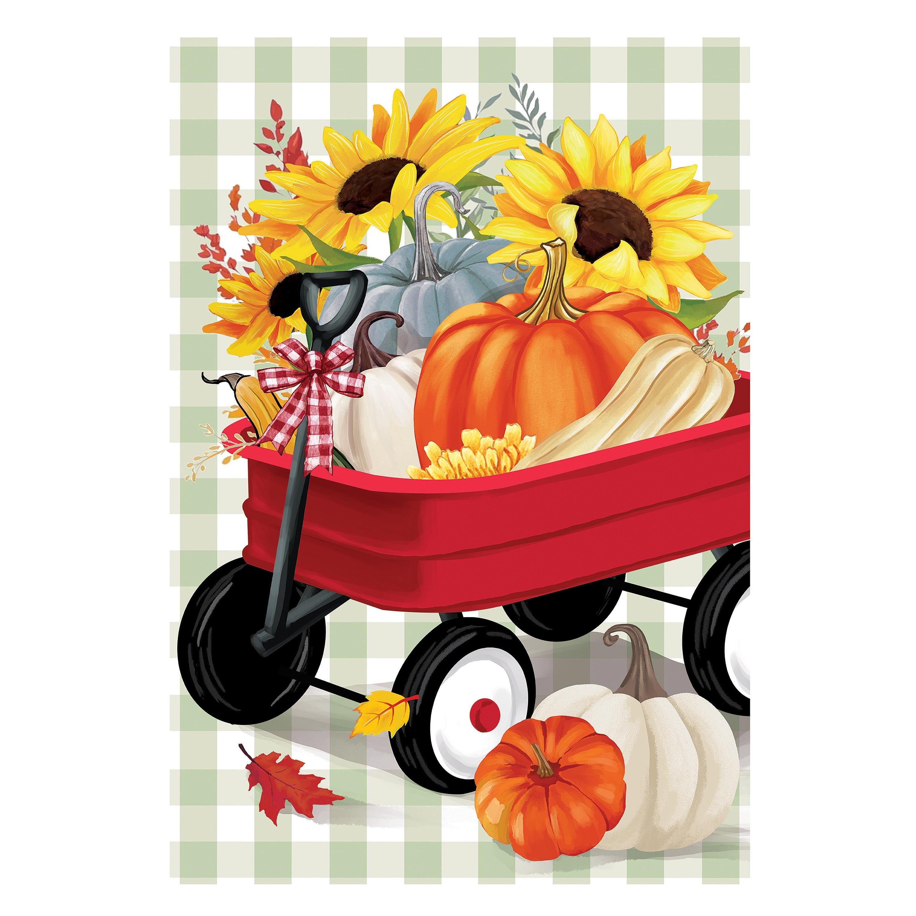Wagon Filled Pumpkin Suede House Flag - Sports Collectibles, Sports Memorabilia, Sports Fan Shop, Sports Gifts