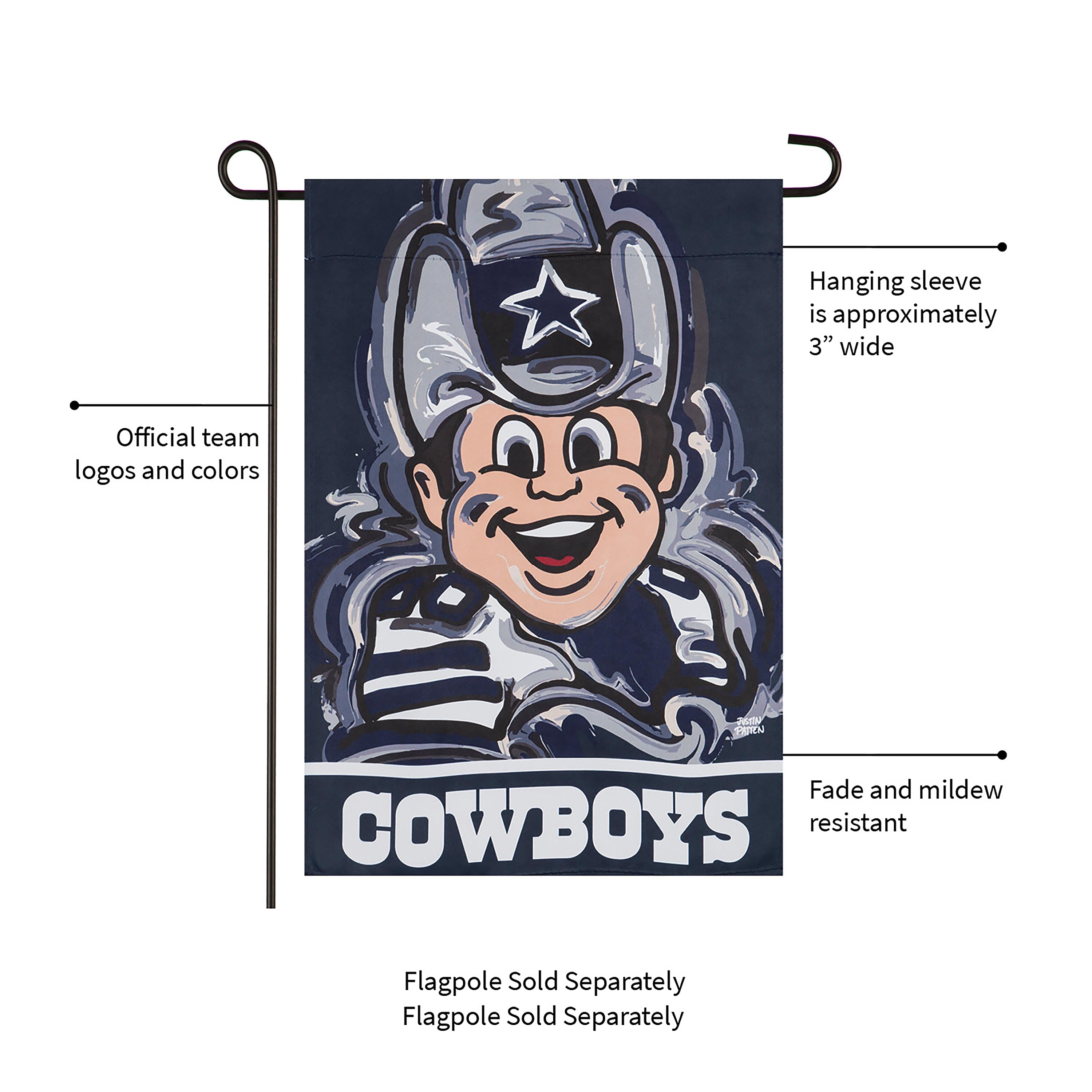 Dallas Cowboys Justin Patten Suede Garden Flag - Sports Collectibles, Sports Memorabilia, Sports Fan Shop, Sports Gifts