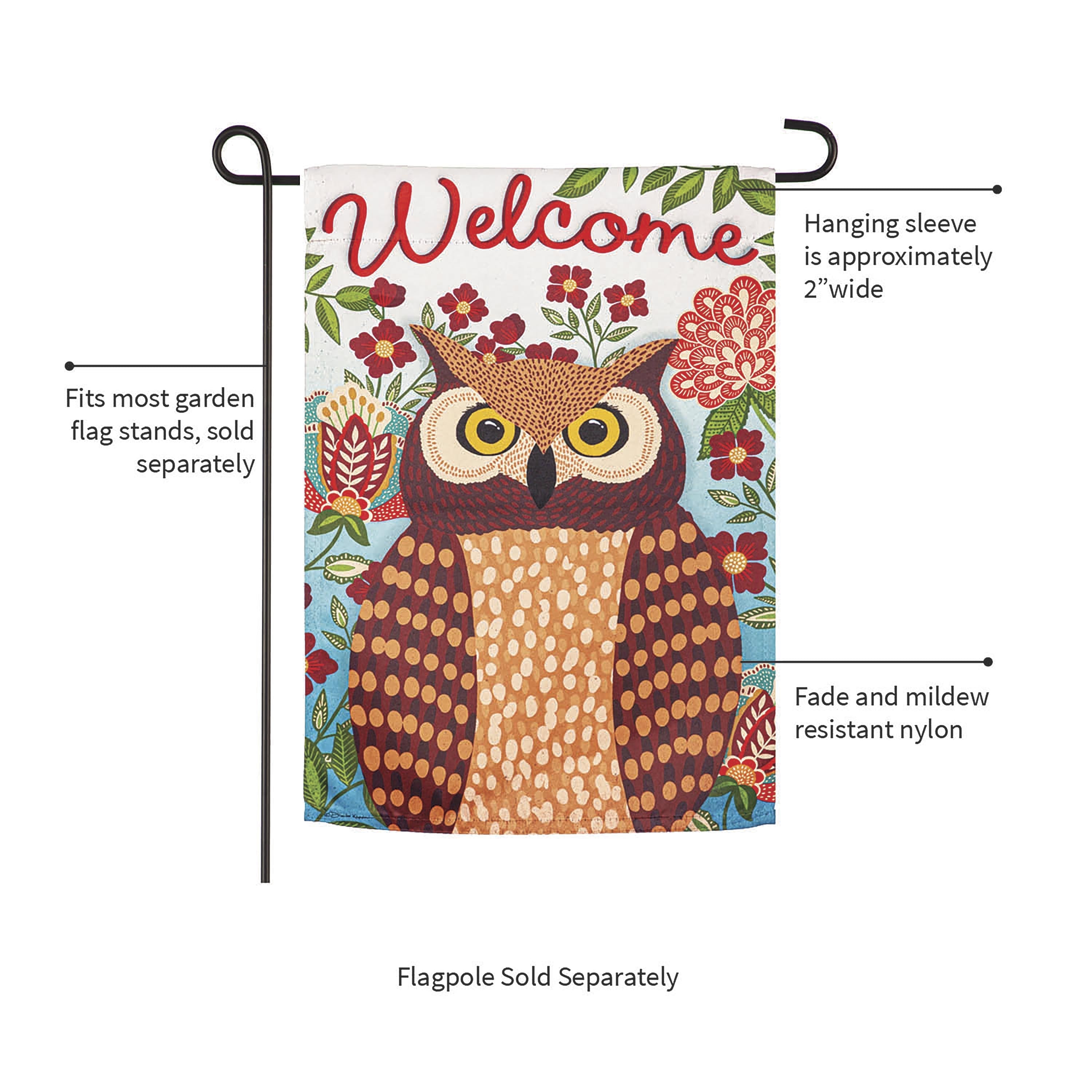 Fall Owl Welcome Garden Suede Flag - Sports Collectibles, Sports Memorabilia, Sports Fan Shop, Sports Gifts