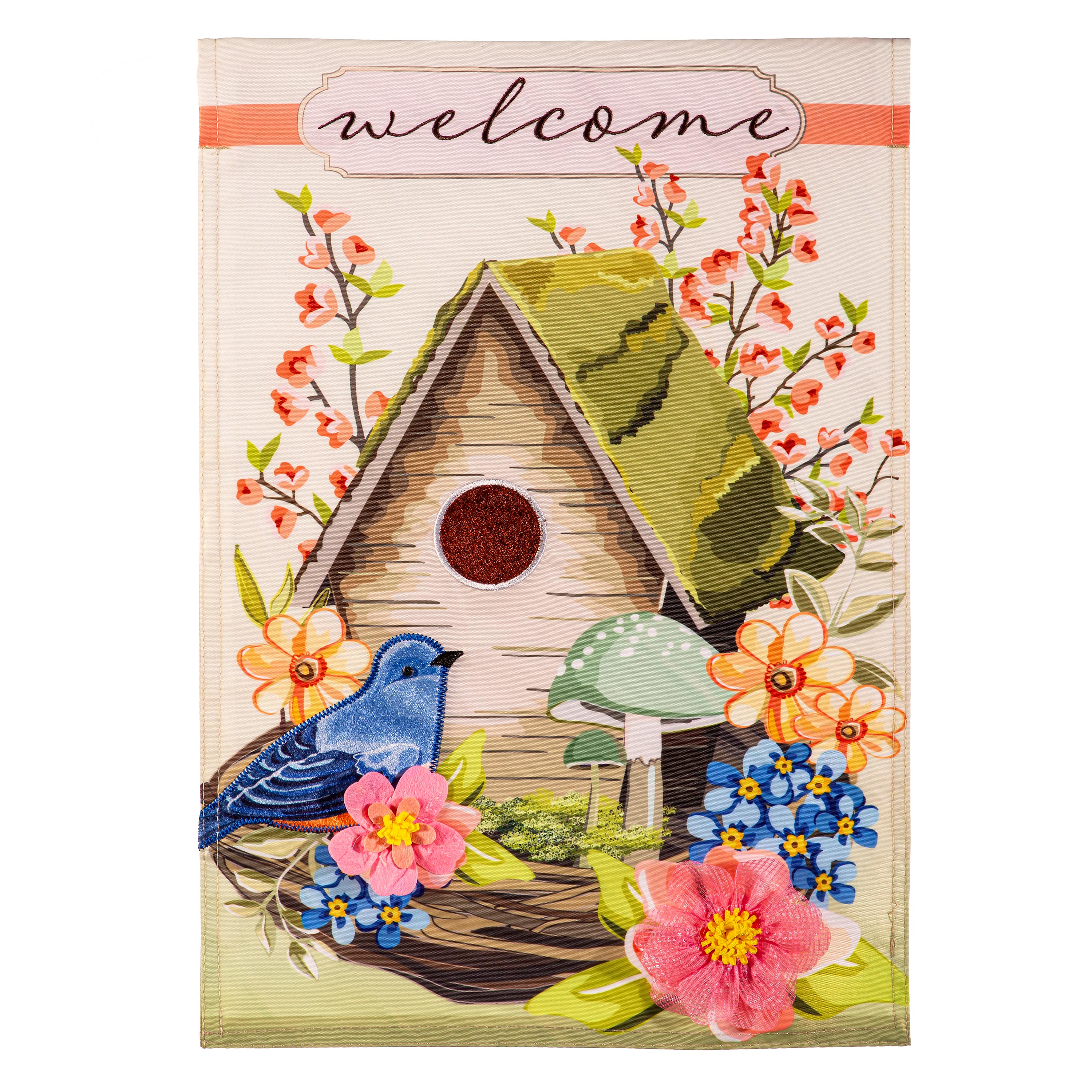 Spring Birdhouse Applique Garden Flag - Sports Collectibles, Sports Memorabilia, Sports Fan Shop, Sports Gifts
