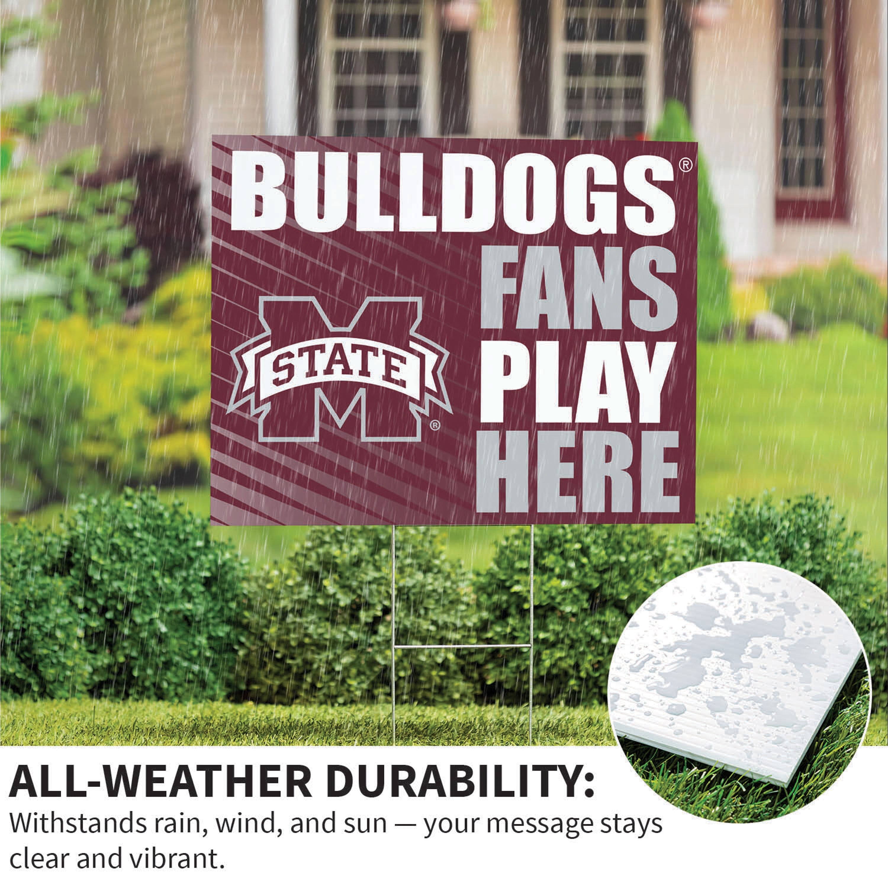 Mississippi State University Coroplast Yard Sign "Fans Play Here" - Sports Collectibles, Sports Memorabilia, Sports Fan Shop, Sports Gifts