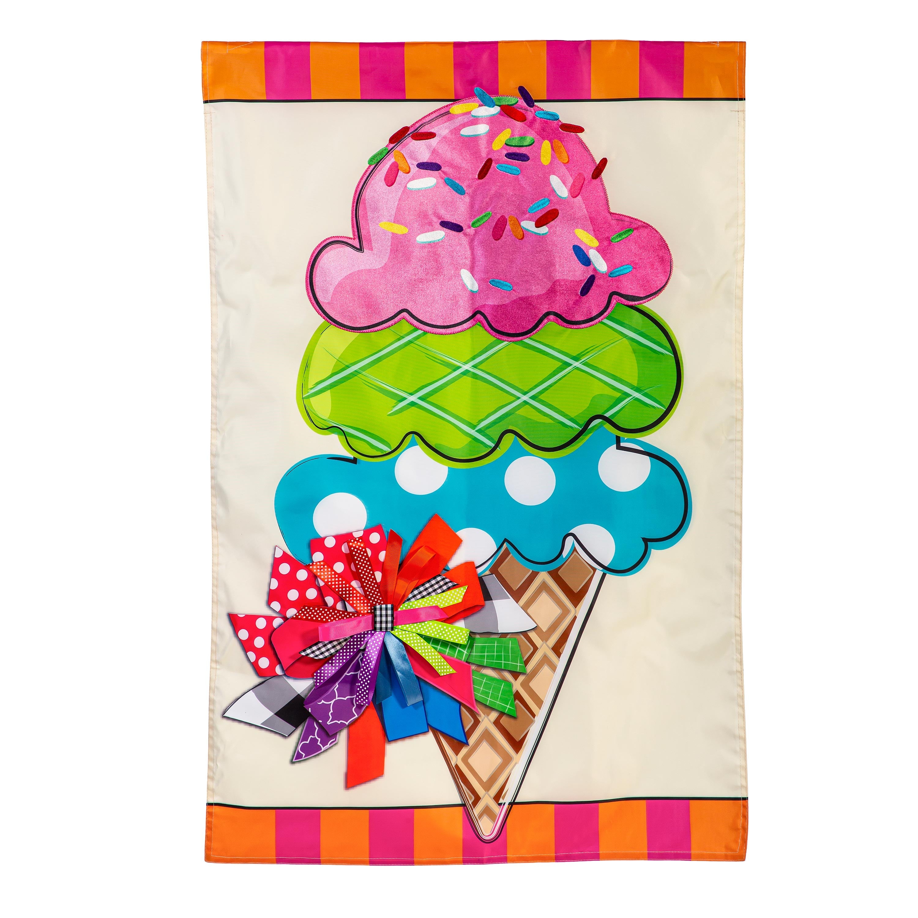 Sweet Summer Ice Cream Applique House Flag - Sports Collectibles, Sports Memorabilia, Sports Fan Shop, Sports Gifts
