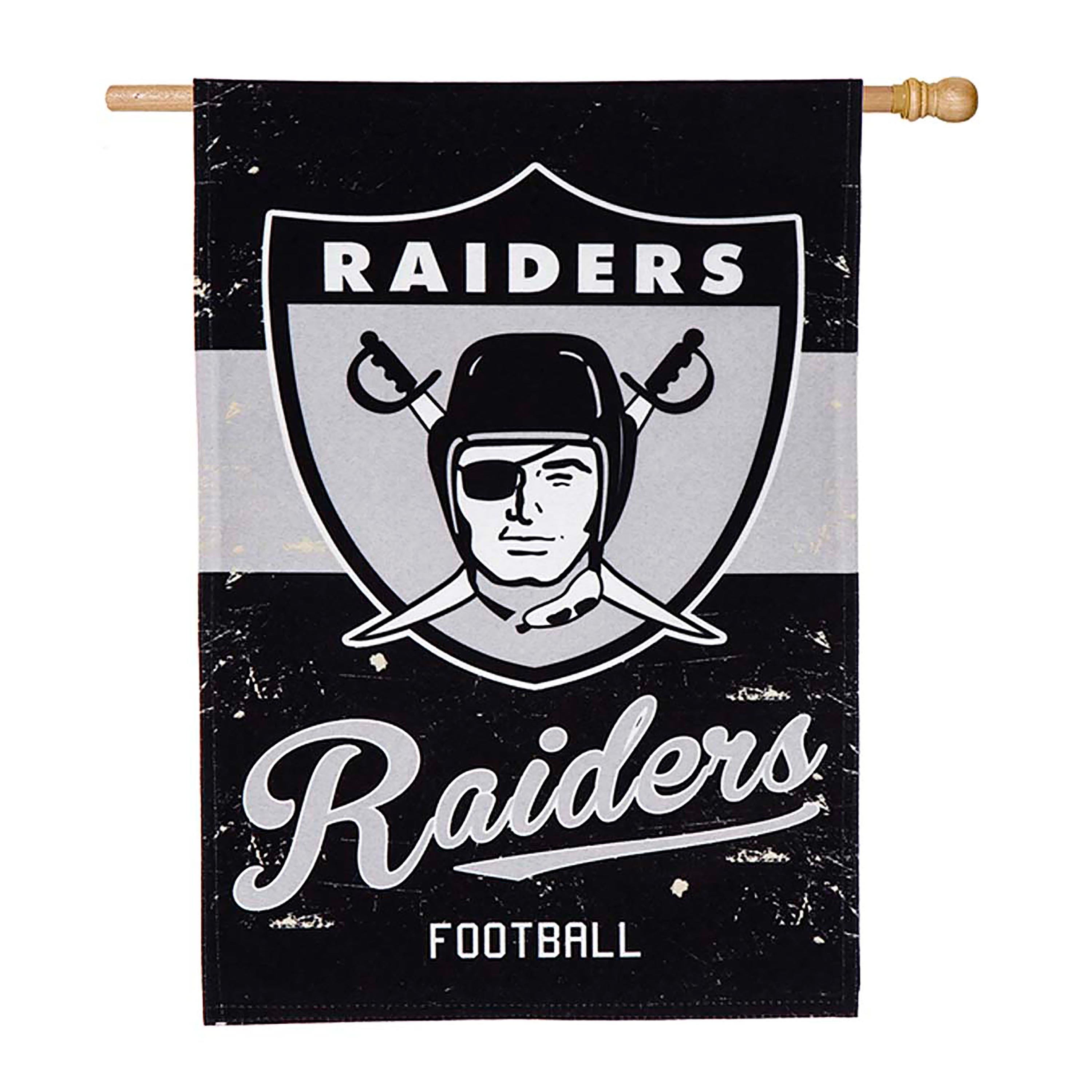 Double-Sided Vintage Graphic NFL Team Pride Linen House Flag, Raiders - Sports Collectibles, Sports Memorabilia, Sports Fan Shop, Sports Gifts
