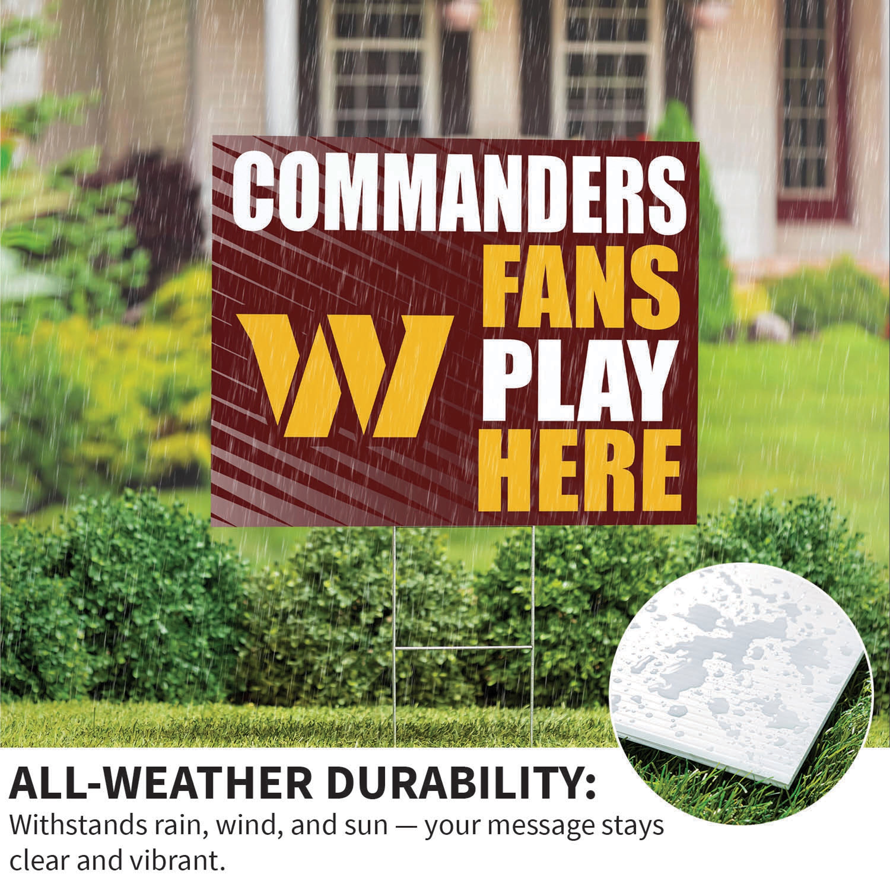 Washington Commanders Coroplast Yard Sign "Fans Play Here" - Sports Collectibles, Sports Memorabilia, Sports Fan Shop, Sports Gifts