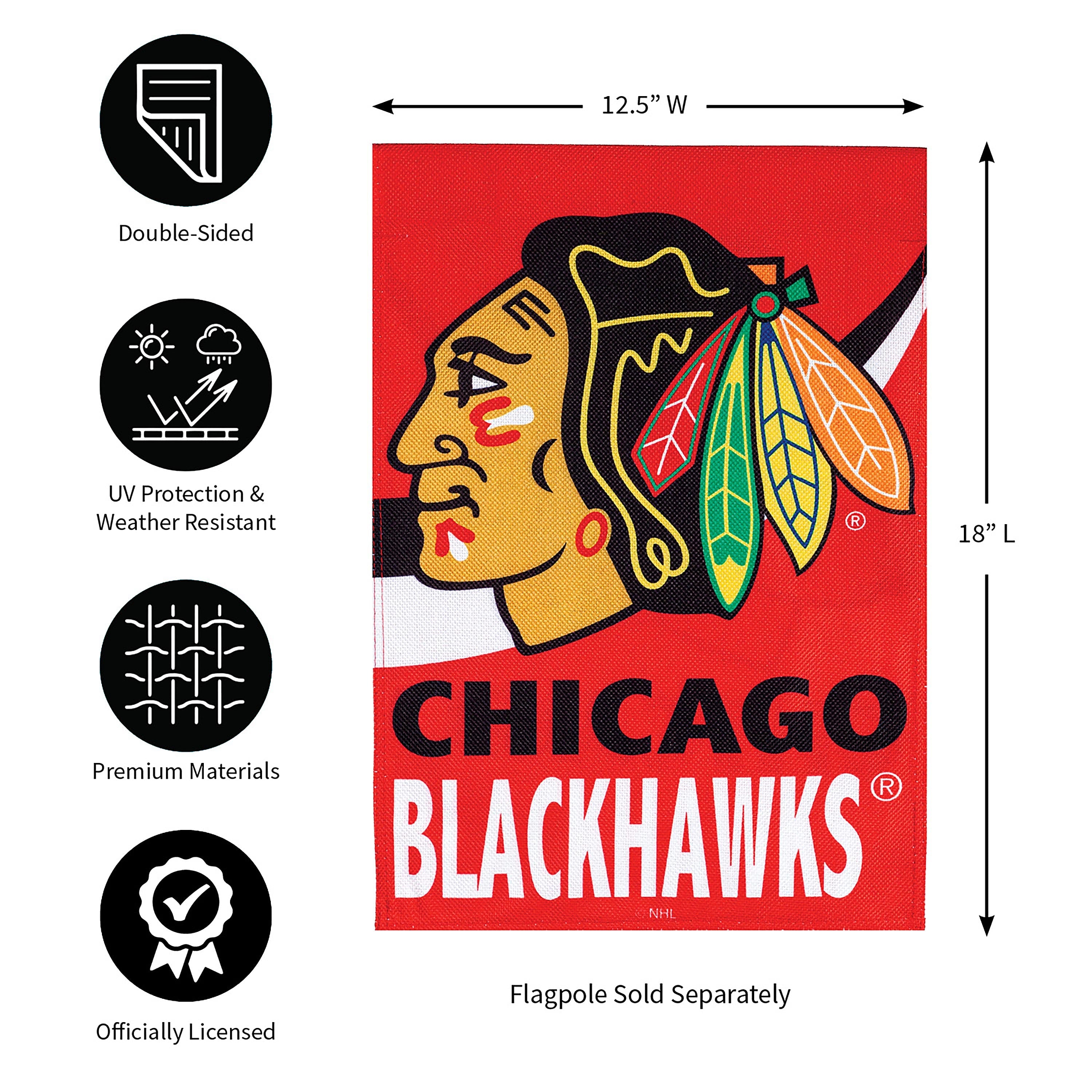 NHL Hockey Burlap Garden Flag, Chicago Blackhawks - Sports Collectibles, Sports Memorabilia, Sports Fan Shop, Sports Gifts