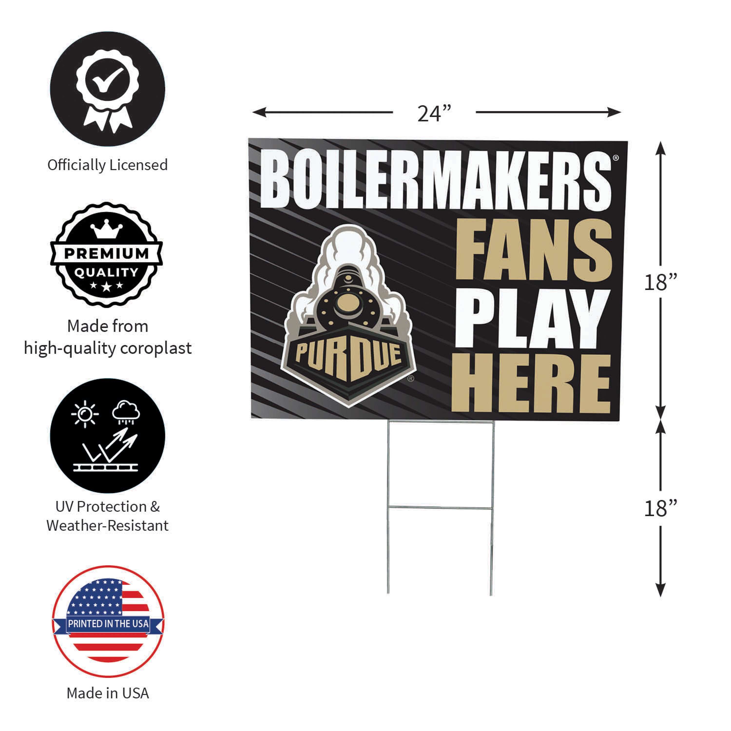 Purdue University Coroplast Yard Sign "Fans Play Here" - Sports Collectibles, Sports Memorabilia, Sports Fan Shop, Sports Gifts