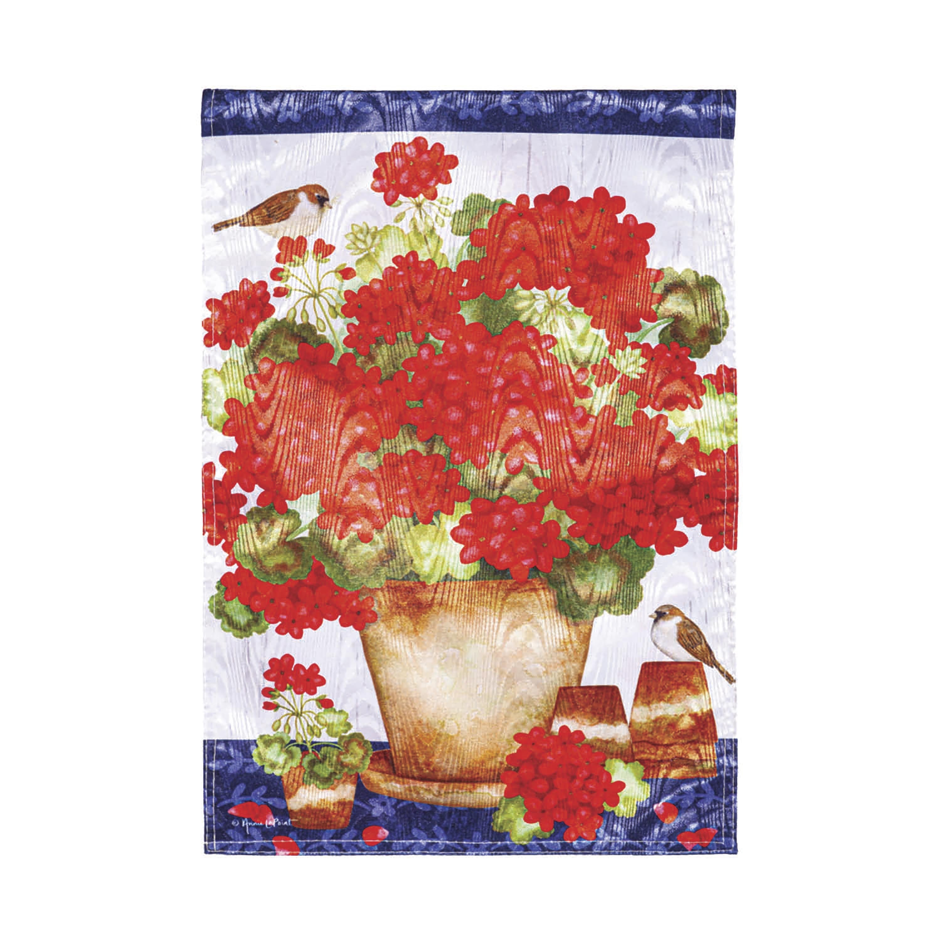 Red Geraniums Moire Garden Flag - Sports Collectibles, Sports Memorabilia, Sports Fan Shop, Sports Gifts