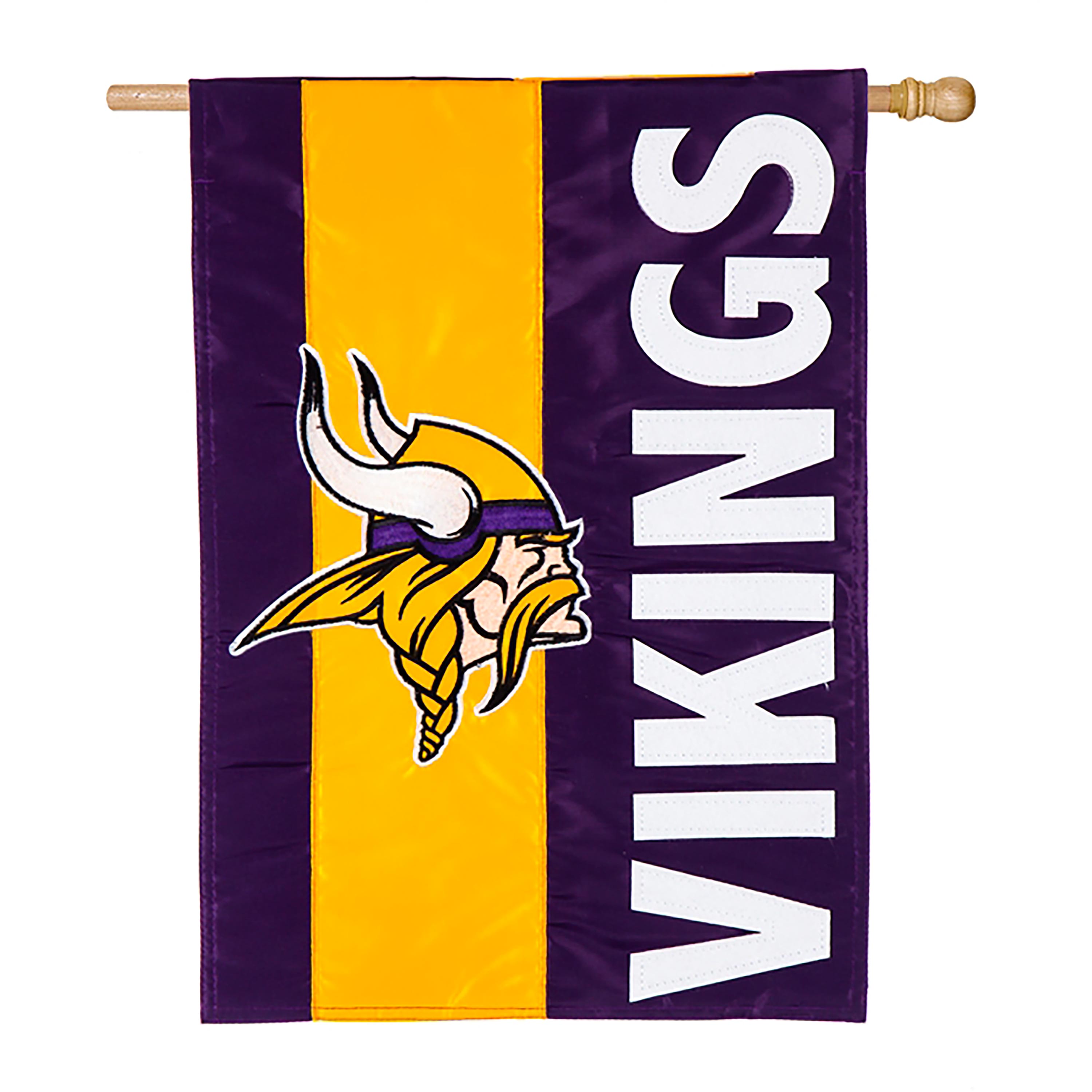 Double-Sided Embellished NFL Team Pride Applique House Flag, Minnesota Vikings - Sports Collectibles, Sports Memorabilia, Sports Fan Shop, Sports Gifts