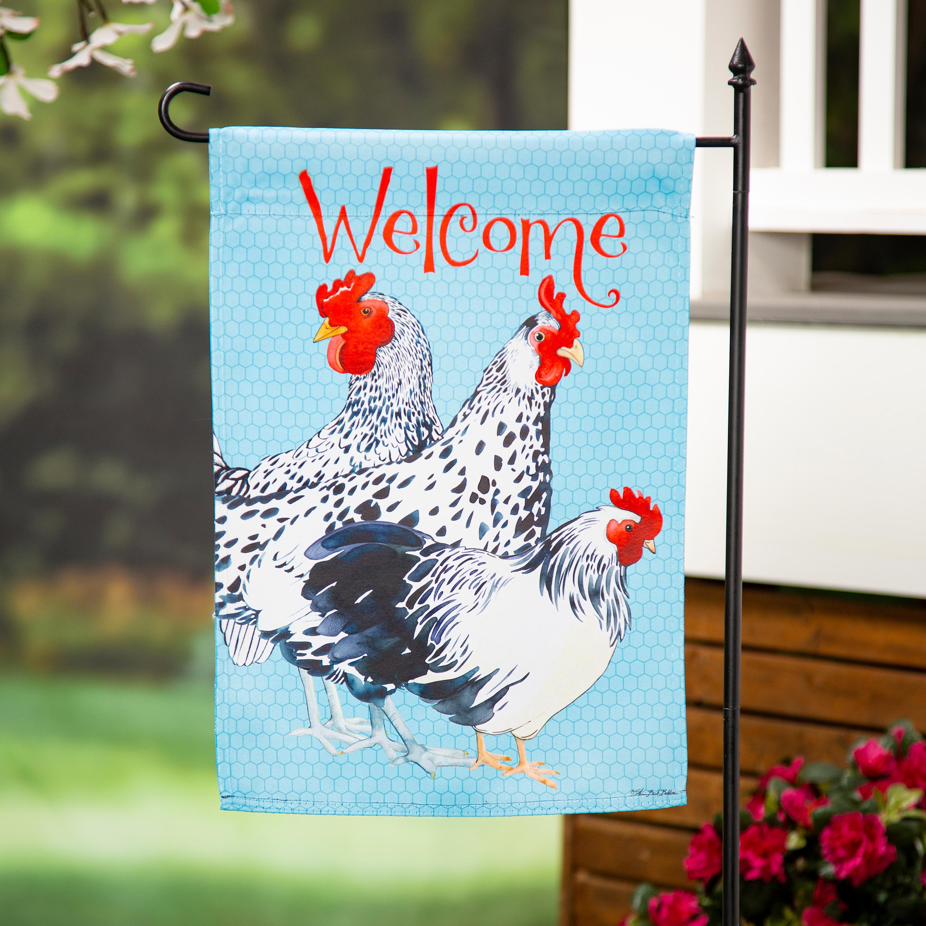 Chickens Suede Garden Flag - Sports Collectibles, Sports Memorabilia, Sports Fan Shop, Sports Gifts