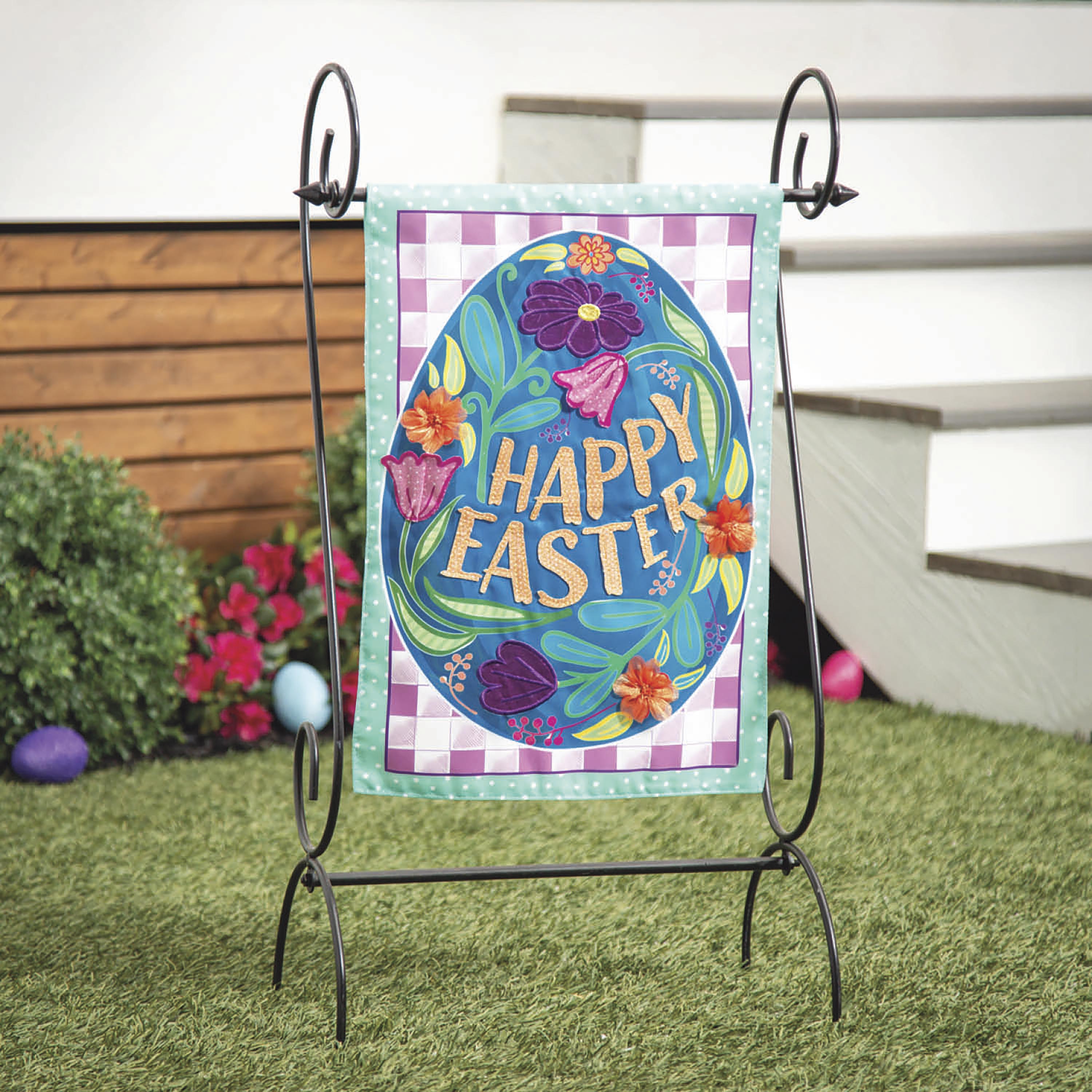 Happy Easter Egg Applique Garden Flag - Sports Collectibles, Sports Memorabilia, Sports Fan Shop, Sports Gifts