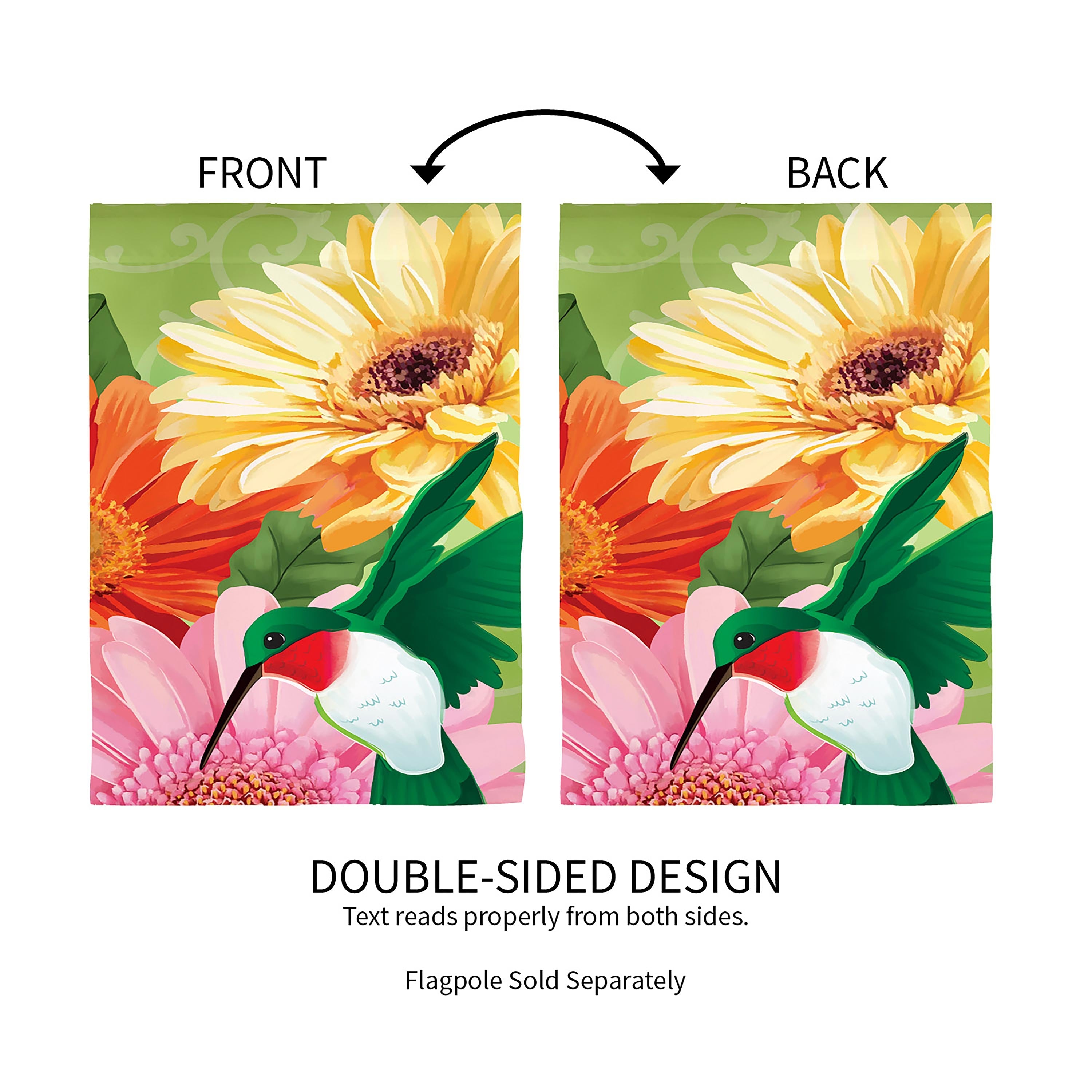 Hummingbird and Daisy Trio House Linen Flag - Sports Collectibles, Sports Memorabilia, Sports Fan Shop, Sports Gifts