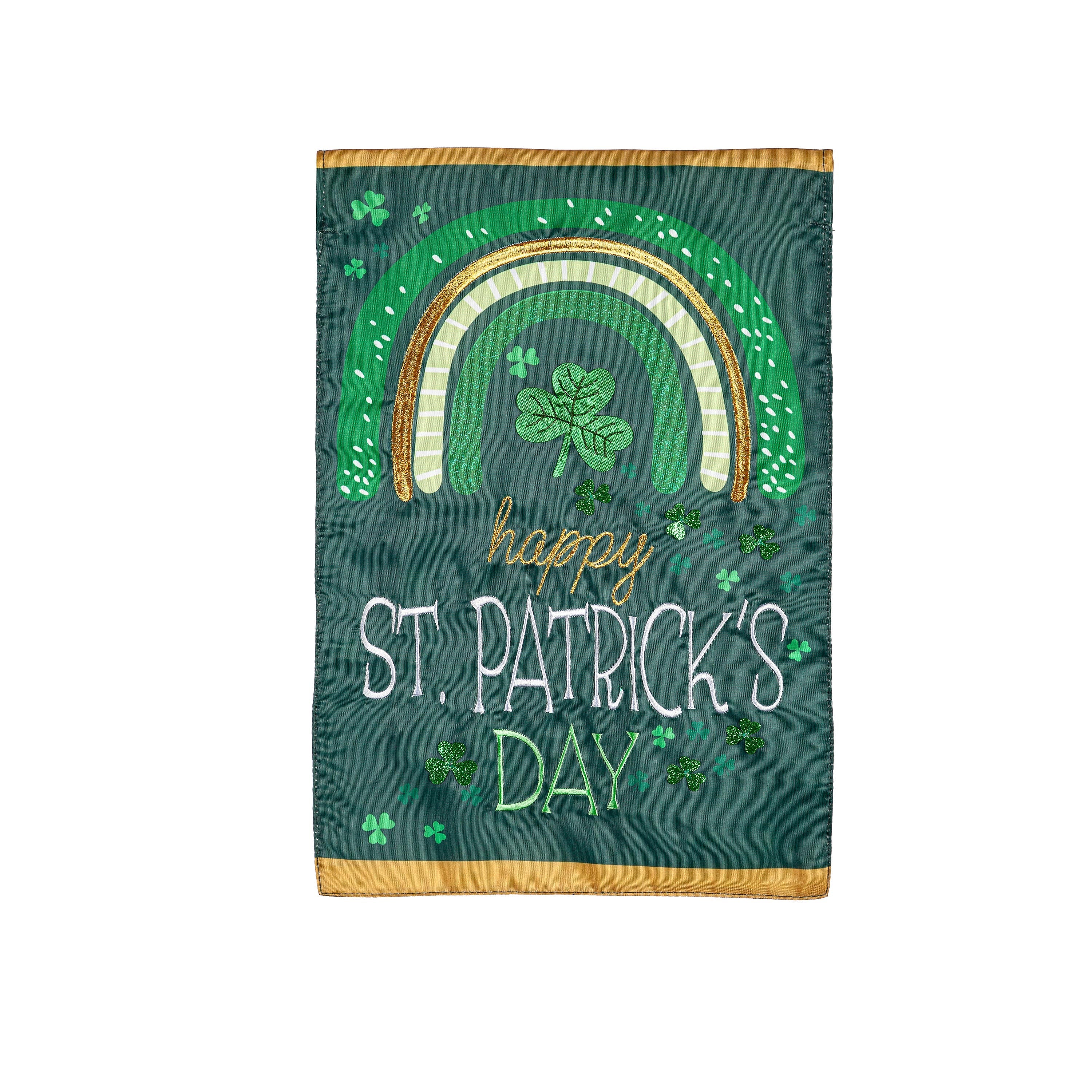 Rainbow and Shamrocks Applique Garden Flag - Sports Gifts, Sports Memorabilia, Sports Collectibles, Fan Shop