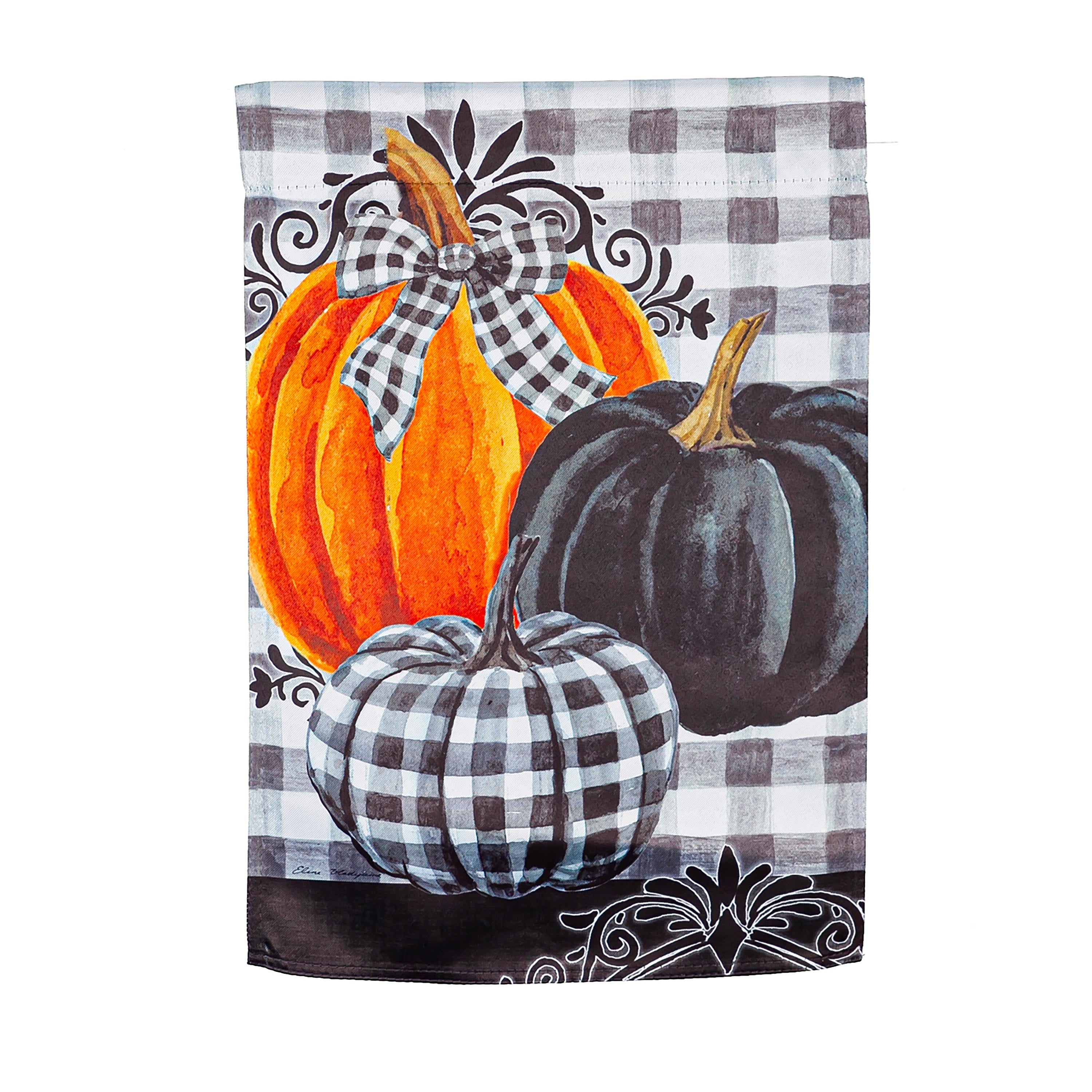 Pumpkin Check Garden Suede Flag - Sports Collectibles, Sports Memorabilia, Sports Fan Shop, Sports Gifts