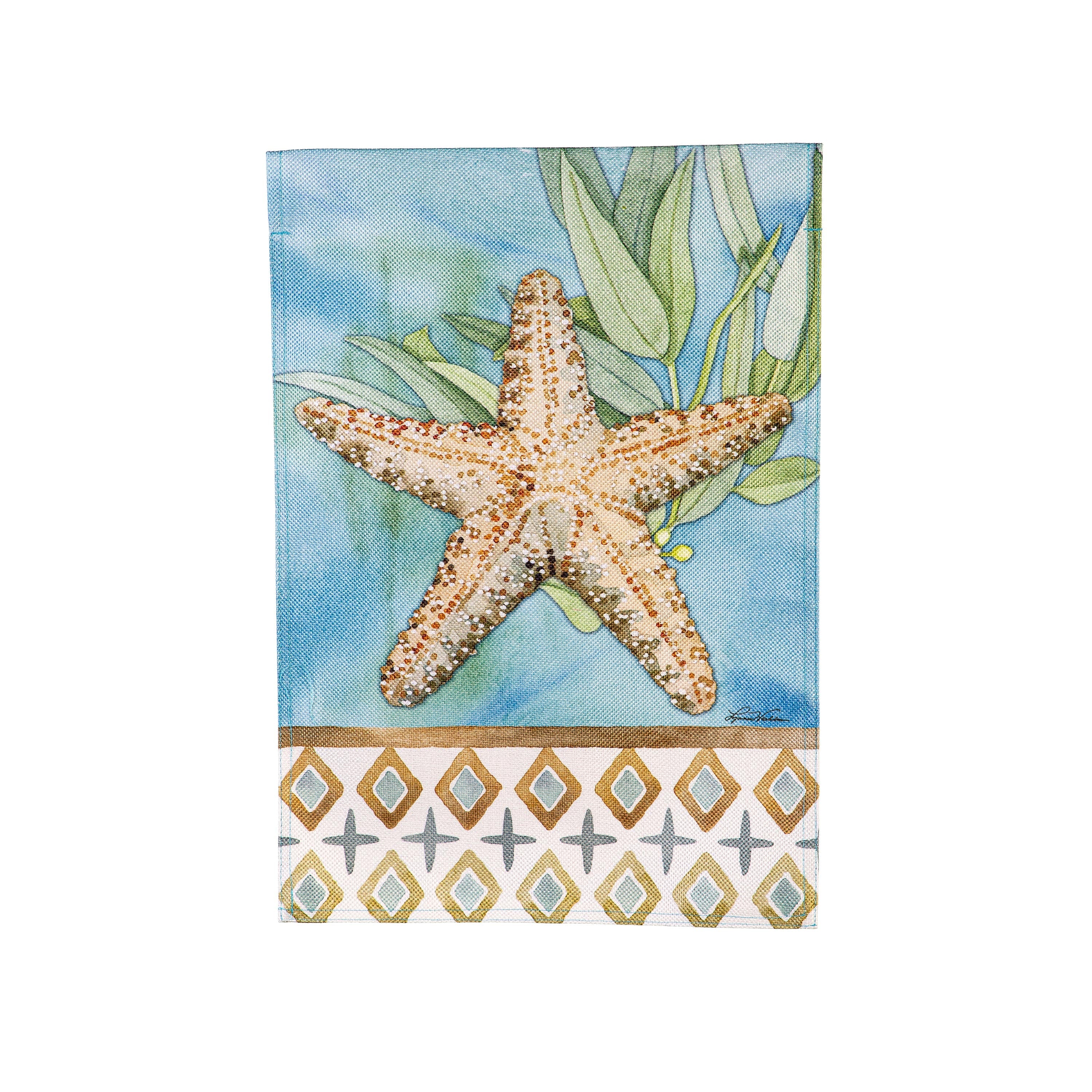 Coastal Starfish Burlap Garden Flag - Sports Gifts, Sports Memorabilia, Sports Collectibles, Fan Shop