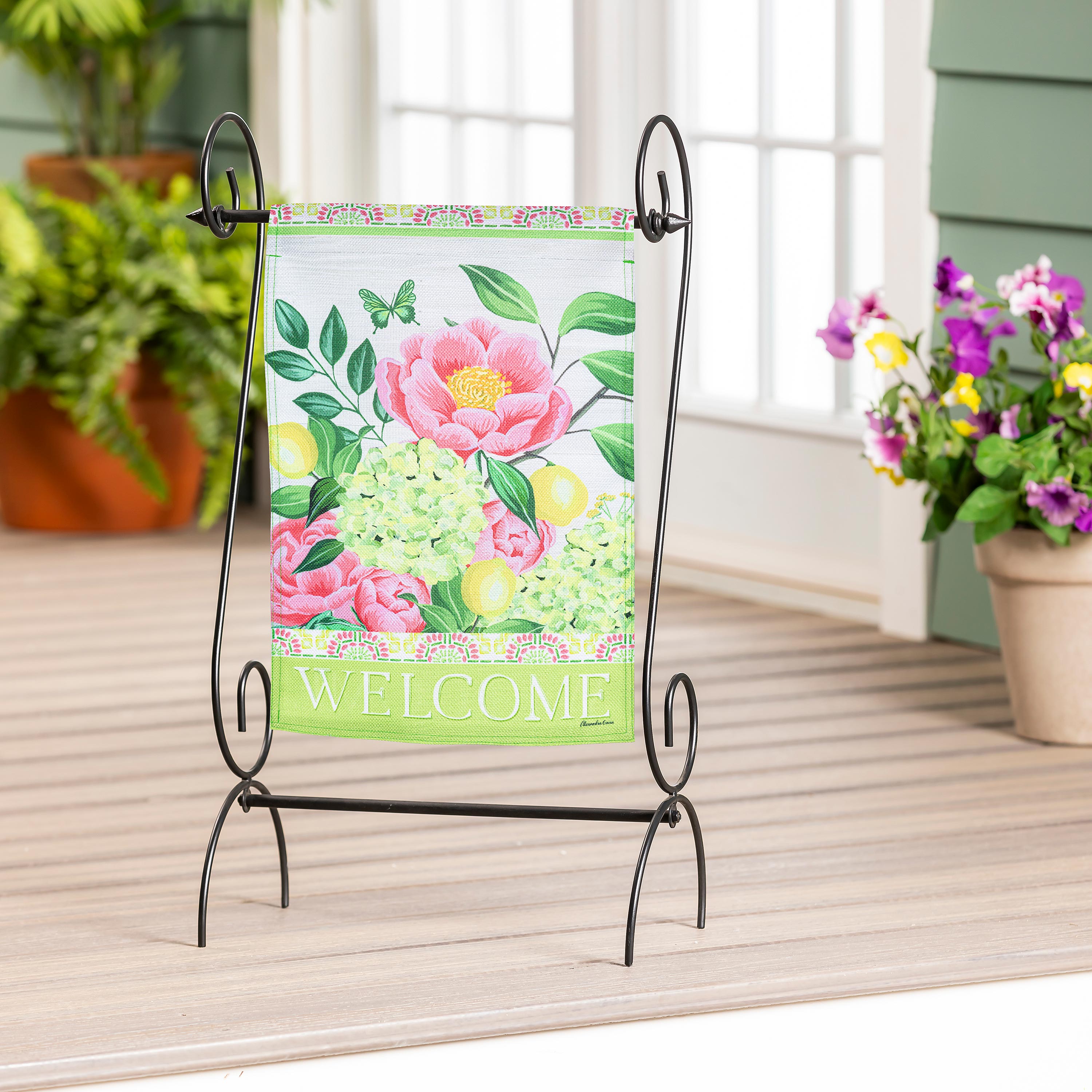 Floral Welcome Burlap Garden Flag - Sports Collectibles, Sports Memorabilia, Sports Fan Shop, Sports Gifts
