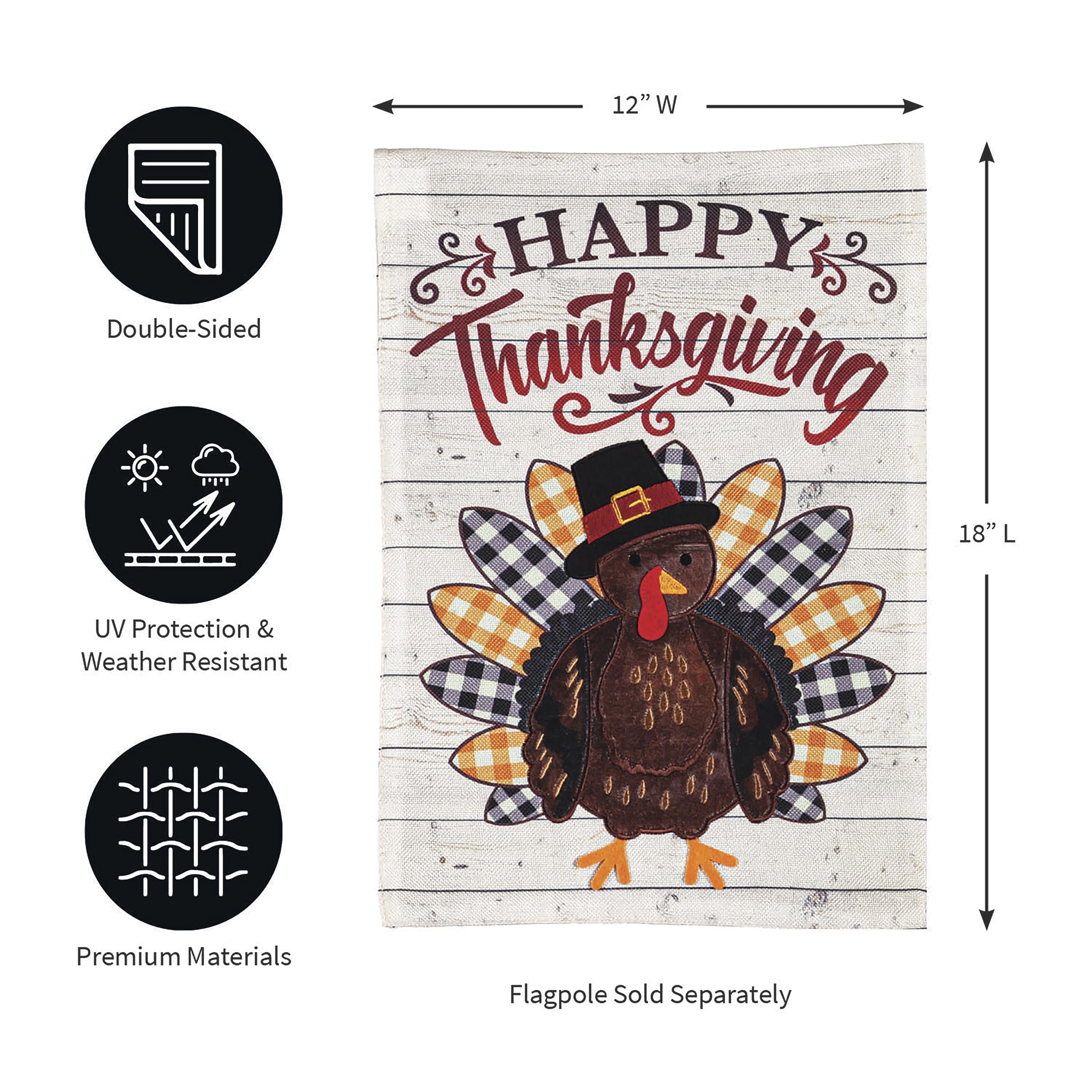 Pilgrim Turkey Garden Burlap Flag - Sports Collectibles, Sports Memorabilia, Sports Fan Shop, Sports Gifts
