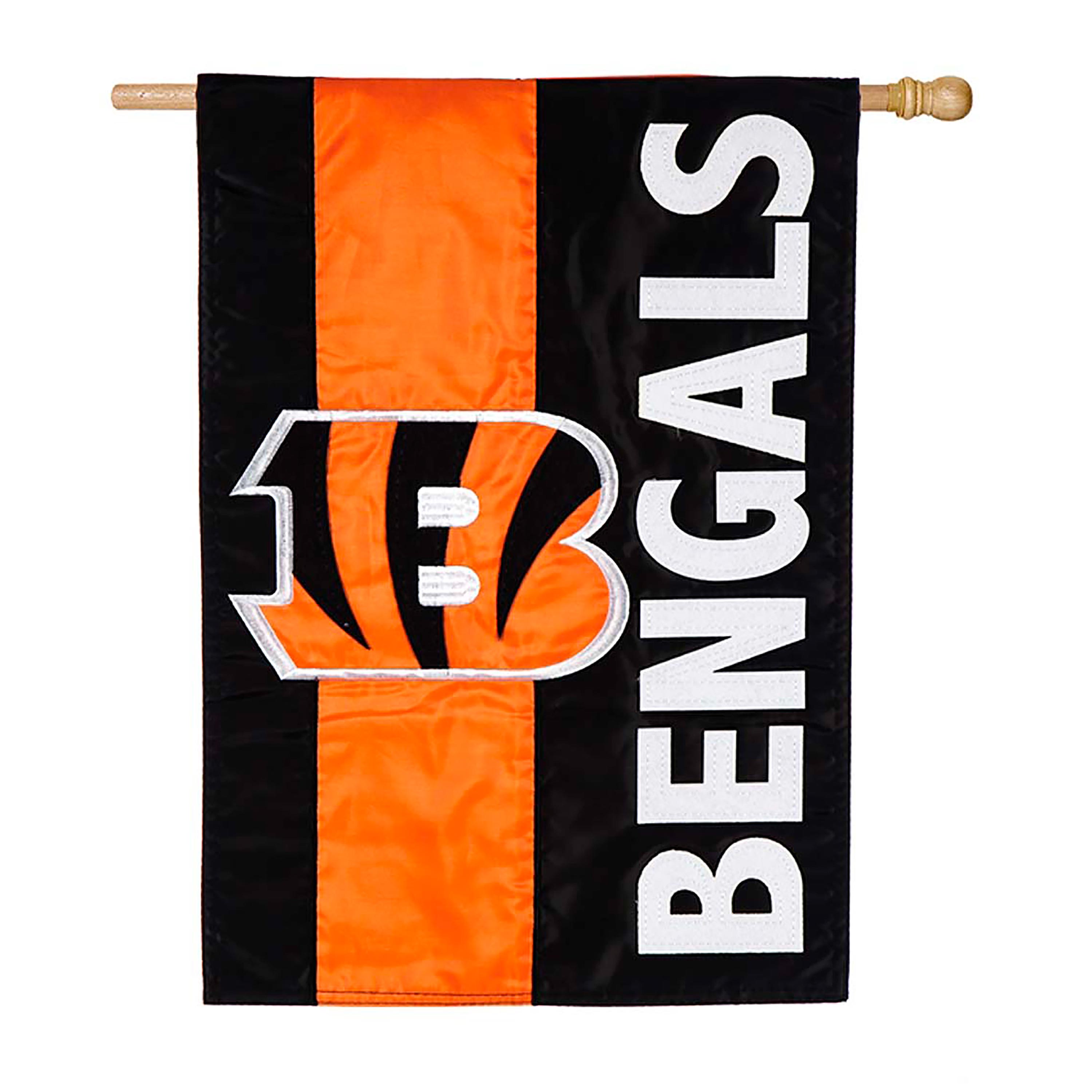 Double-Sided Embellished NFL Team Pride Applique House Flag, Cincinnati Bengals - Sports Collectibles, Sports Memorabilia, Sports Fan Shop, Sports Gifts