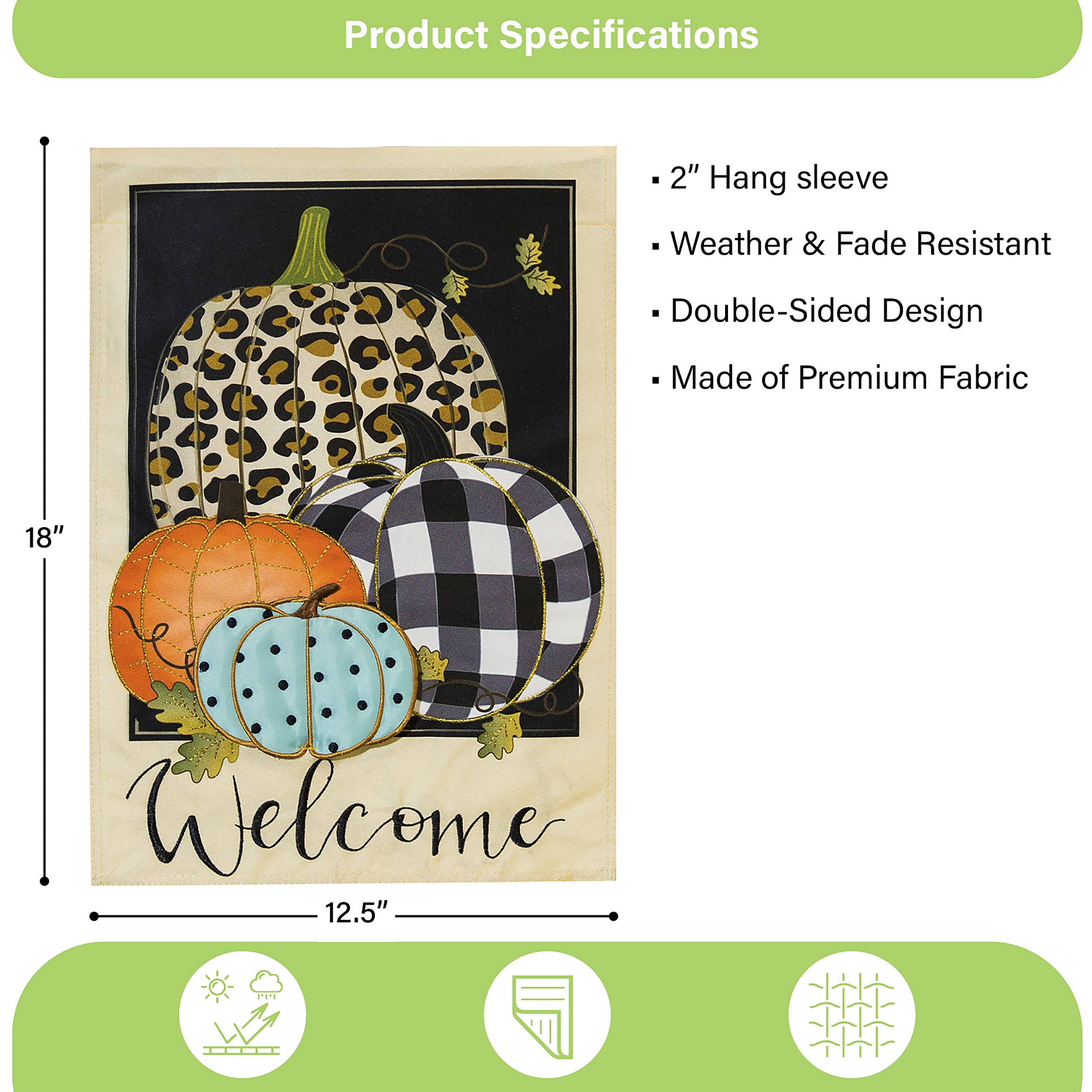 Mixed Print Pumpkins Garden Linen Flag - Sports Collectibles, Sports Memorabilia, Sports Fan Shop, Sports Gifts