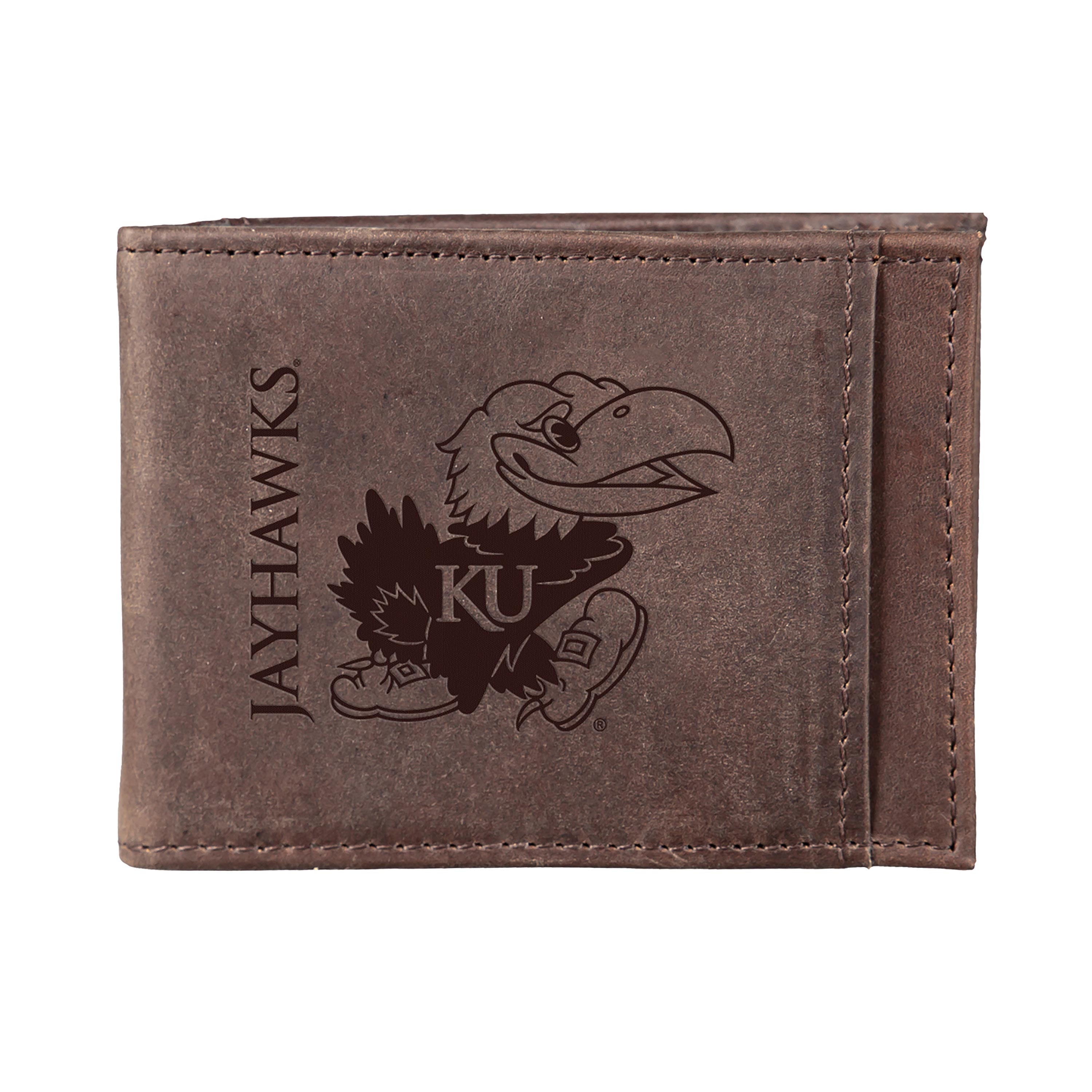 Front Pocket Wallet w/ RFID Blocking, University of Kansas, Brown - Sports Collectibles, Sports Memorabilia, Sports Fan Shop, Sports Gifts