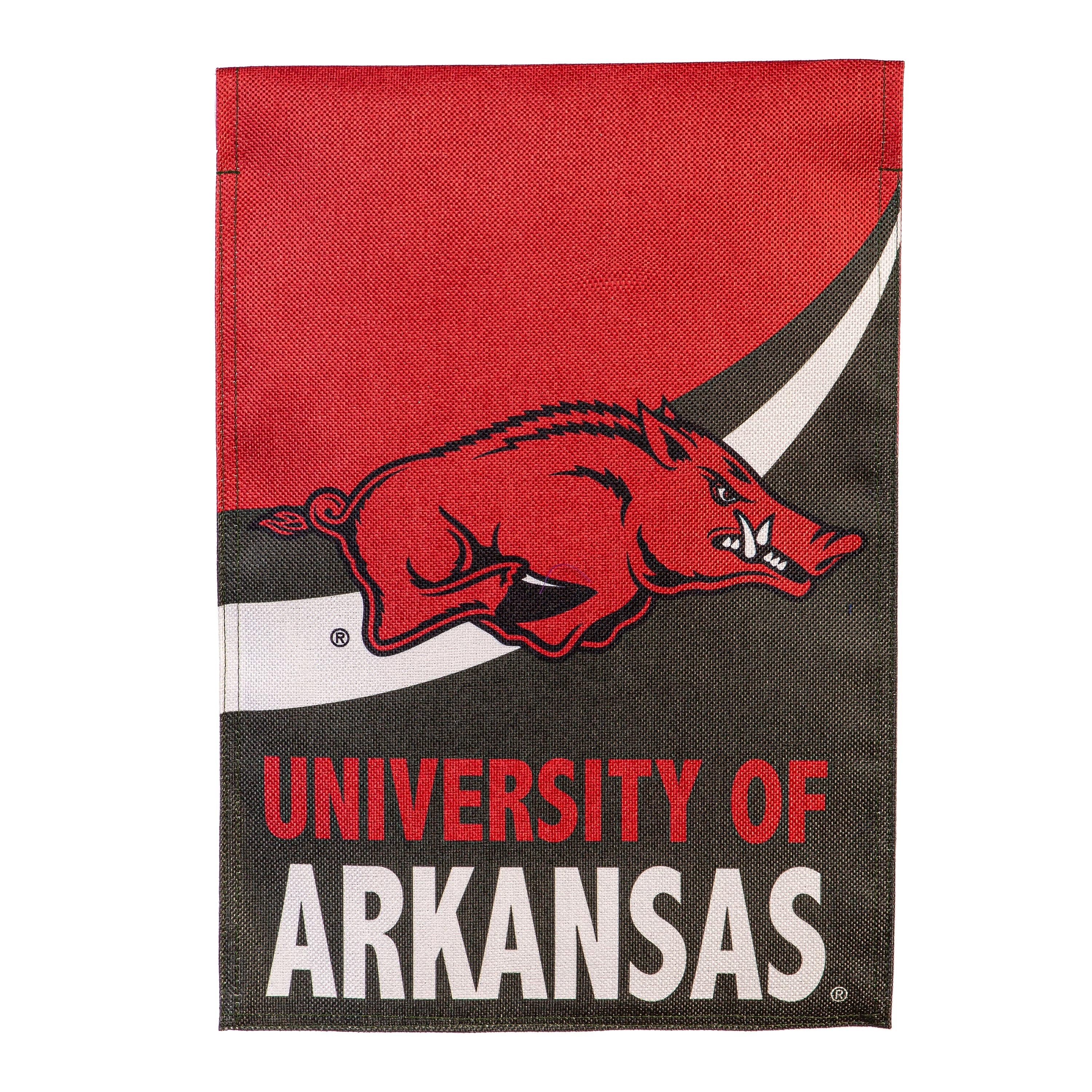University of Arkansas Burlap Flag GDN Size - Sports Collectibles, Sports Memorabilia, Sports Fan Shop, Sports Gifts