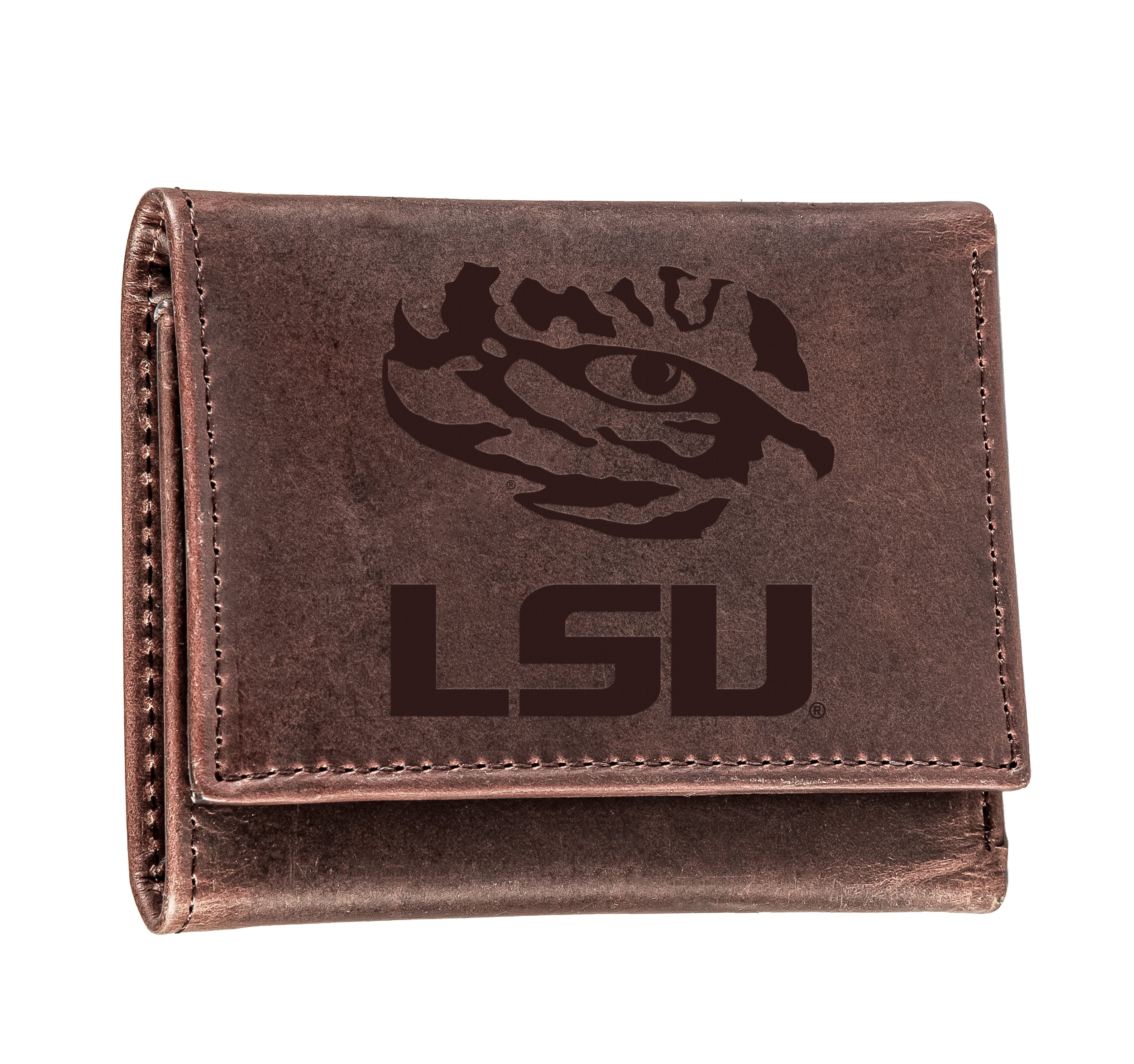 LSU, Tri-Fold Wallet, Brown, CH, 100% Genuine Leather - Sports Collectibles, Sports Memorabilia, Sports Fan Shop, Sports Gifts
