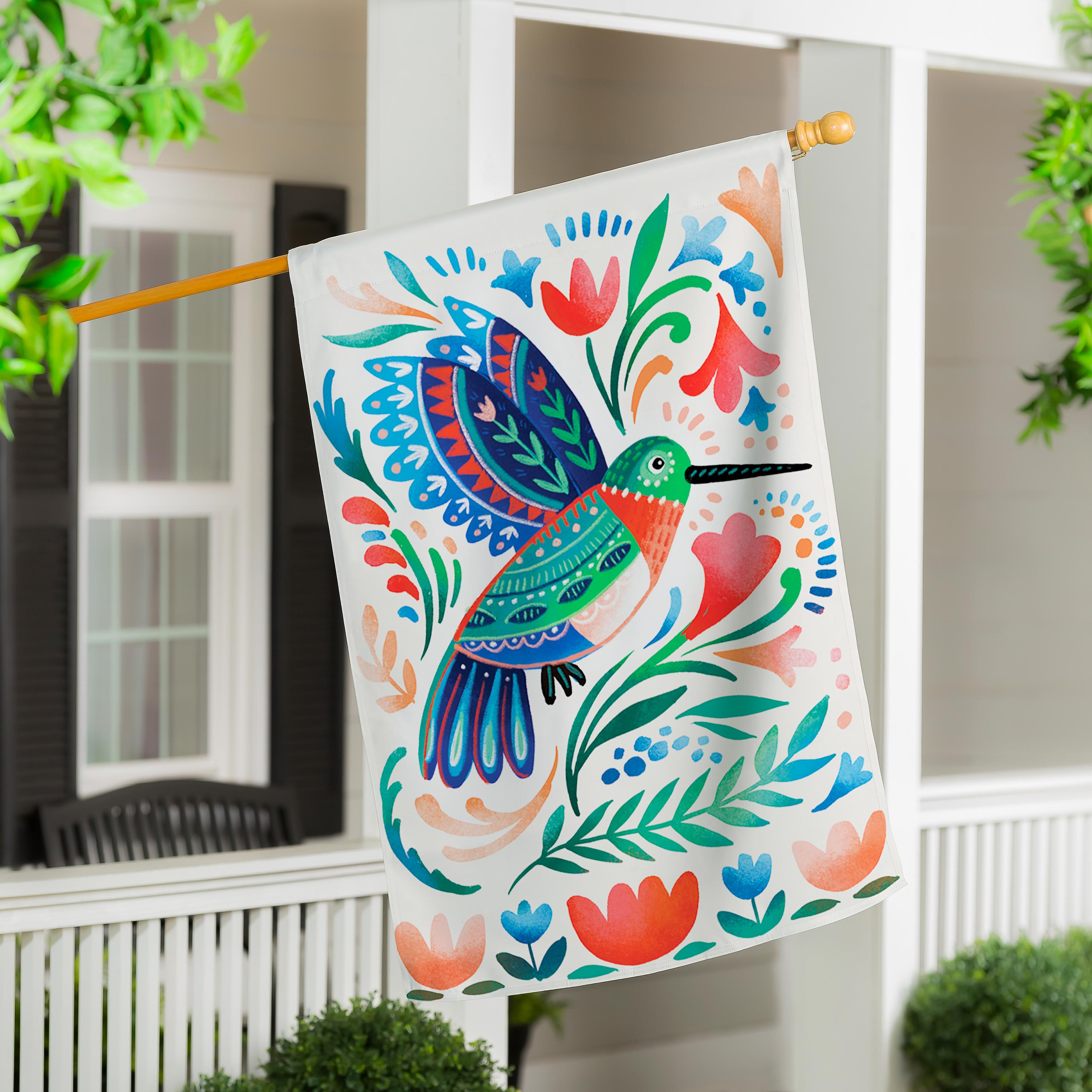 Patterned Hummingbird Applique House Flag - Sports Collectibles, Sports Memorabilia, Sports Fan Shop, Sports Gifts