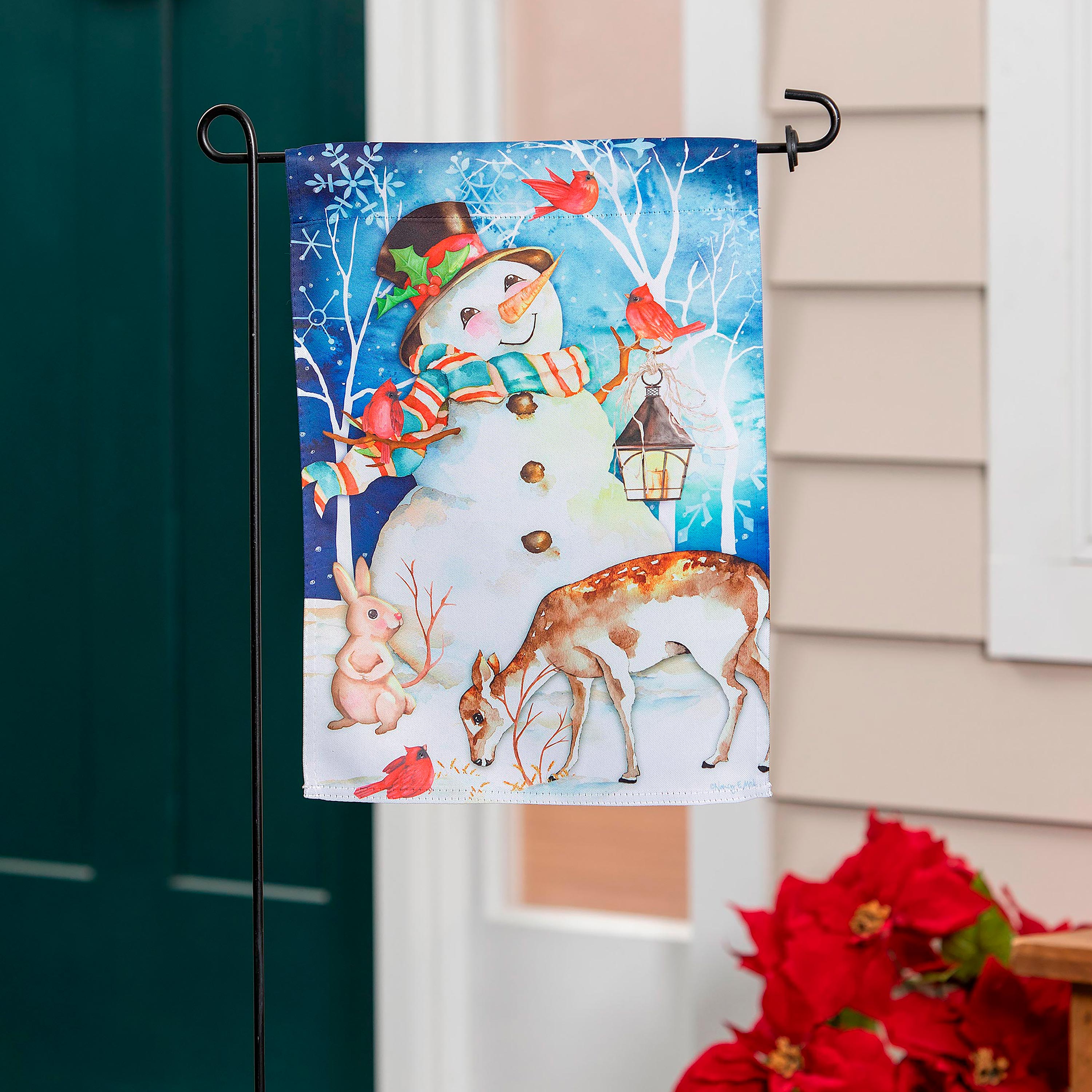 Sweet Snowman and Friends Suede Garden Flag - Sports Collectibles, Sports Memorabilia, Sports Fan Shop, Sports Gifts