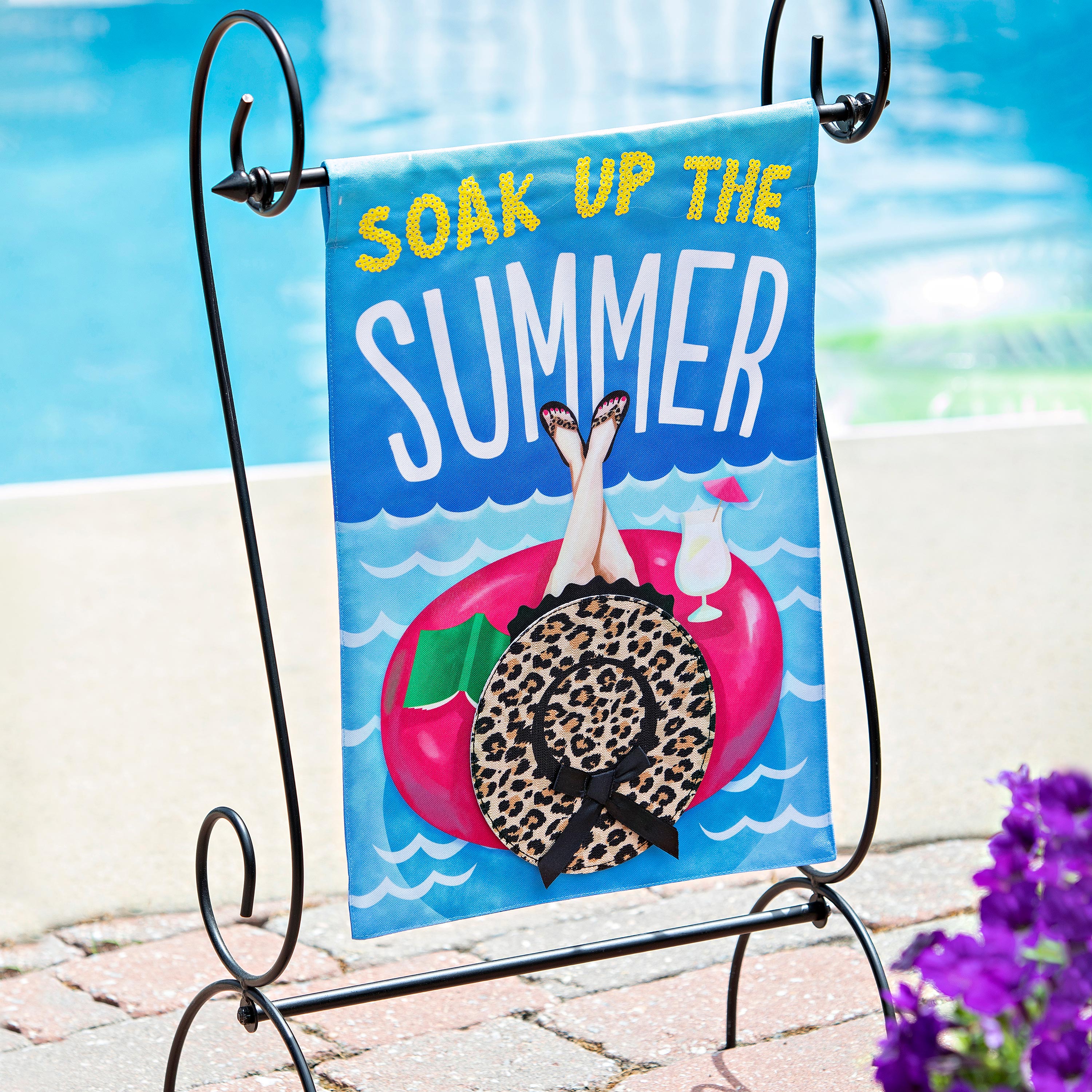 Soak Up the Summer Garden Linen Flag - Sports Collectibles, Sports Memorabilia, Sports Fan Shop, Sports Gifts