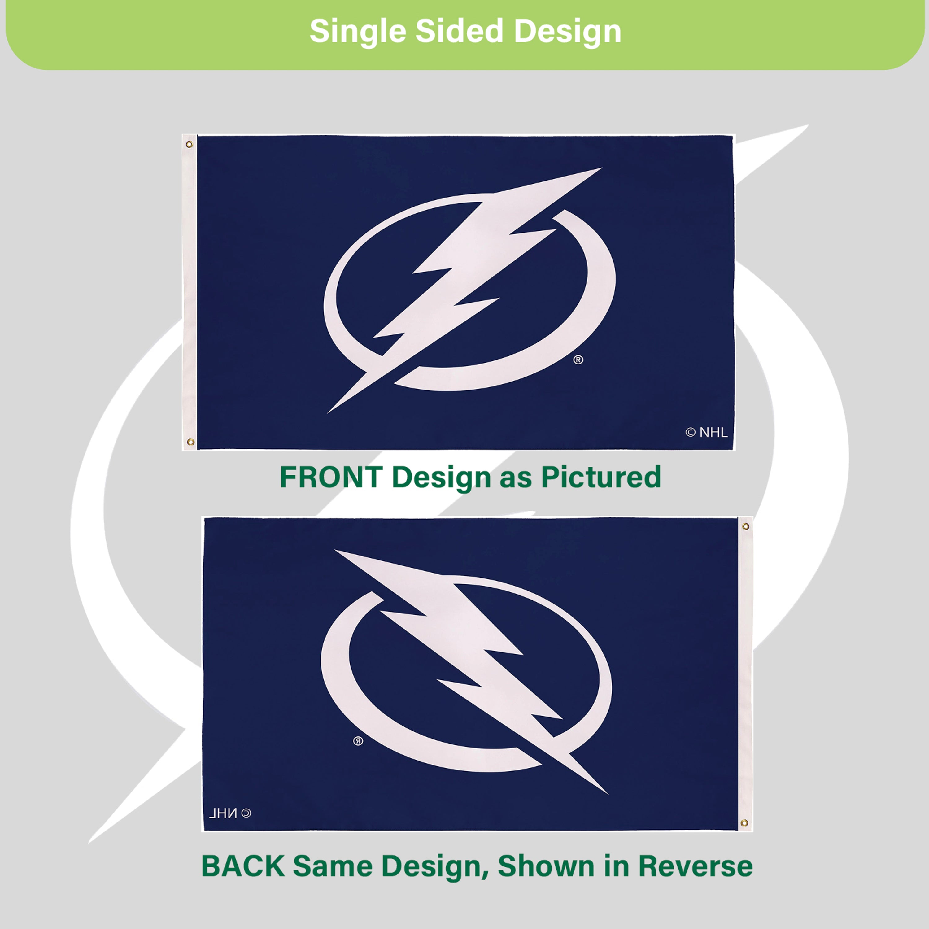 3'x5' Single Sided Flag w/ 2 Grommets, Tampa Bay Lightning - Sports Gifts, Sports Memorabilia, Sports Collectibles, Fan Shop