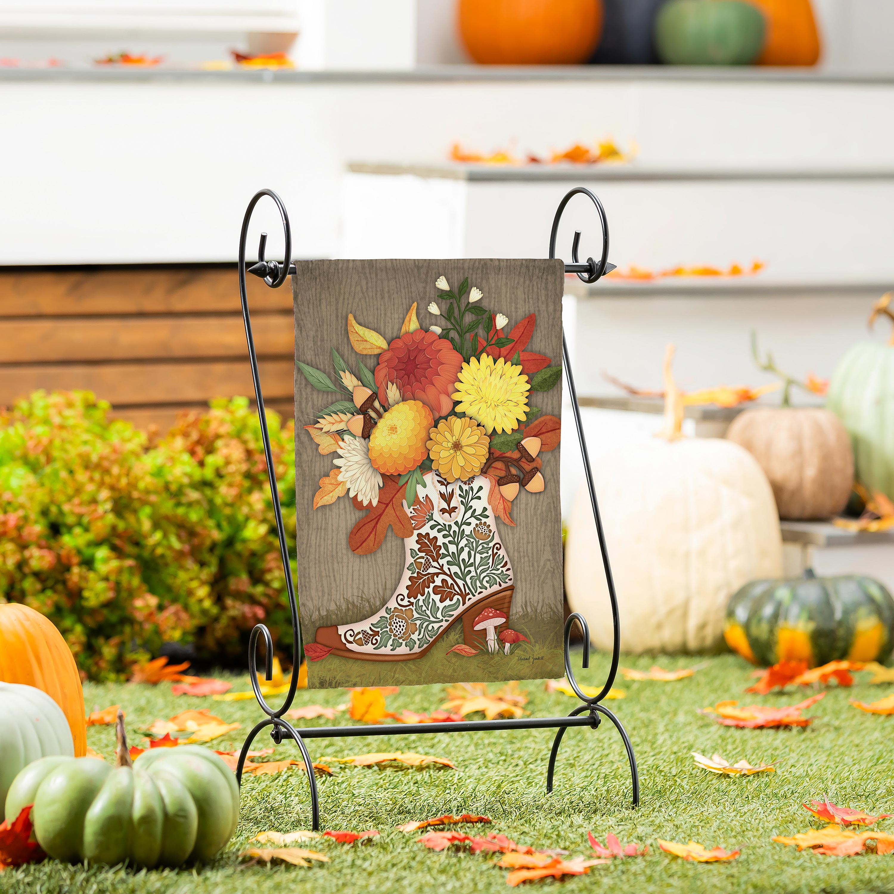 Boot Floral Suede Garden Flag - Sports Collectibles, Sports Memorabilia, Sports Fan Shop, Sports Gifts