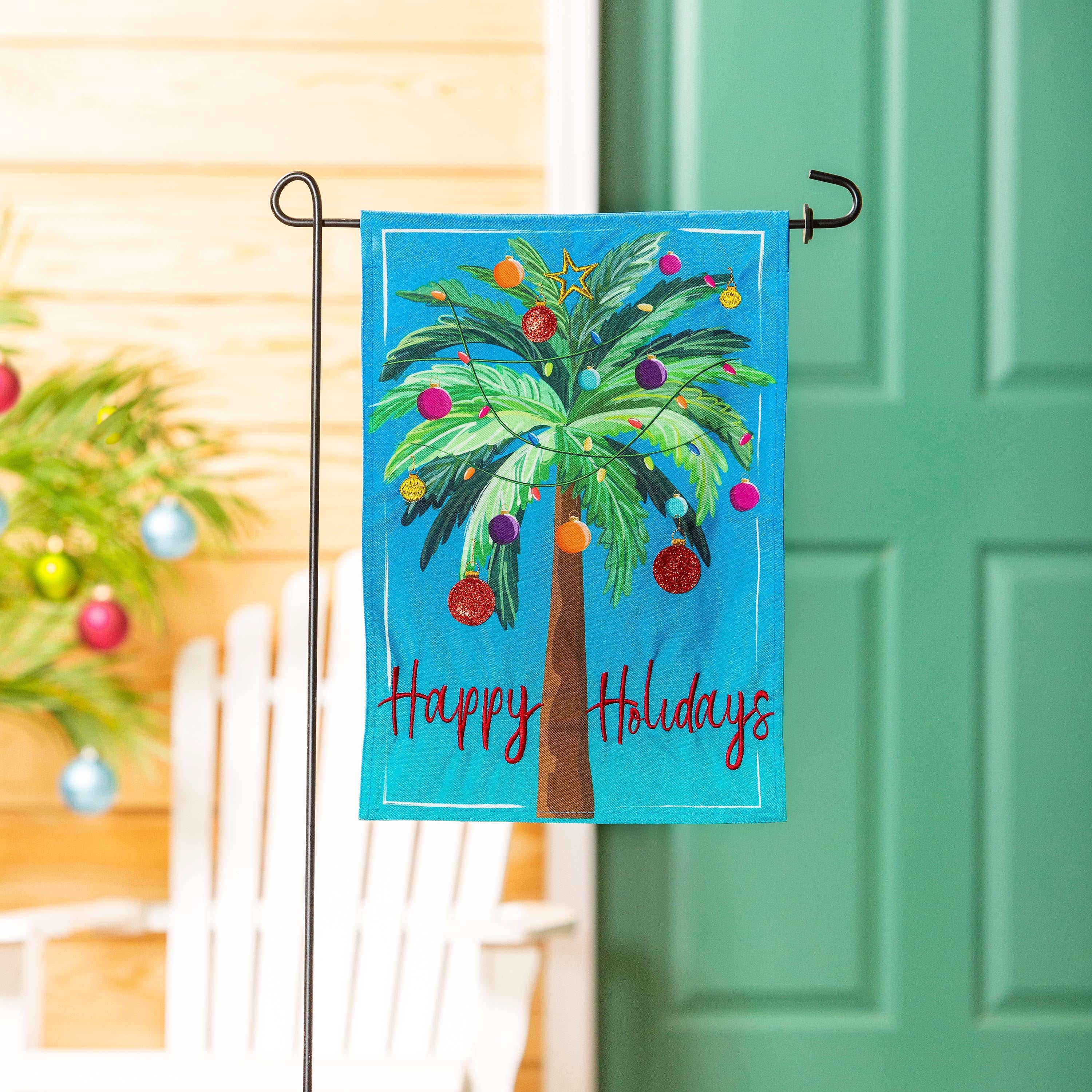 Tropical Christmas Tree Garden Linen Flag - Sports Collectibles, Sports Memorabilia, Sports Fan Shop, Sports Gifts