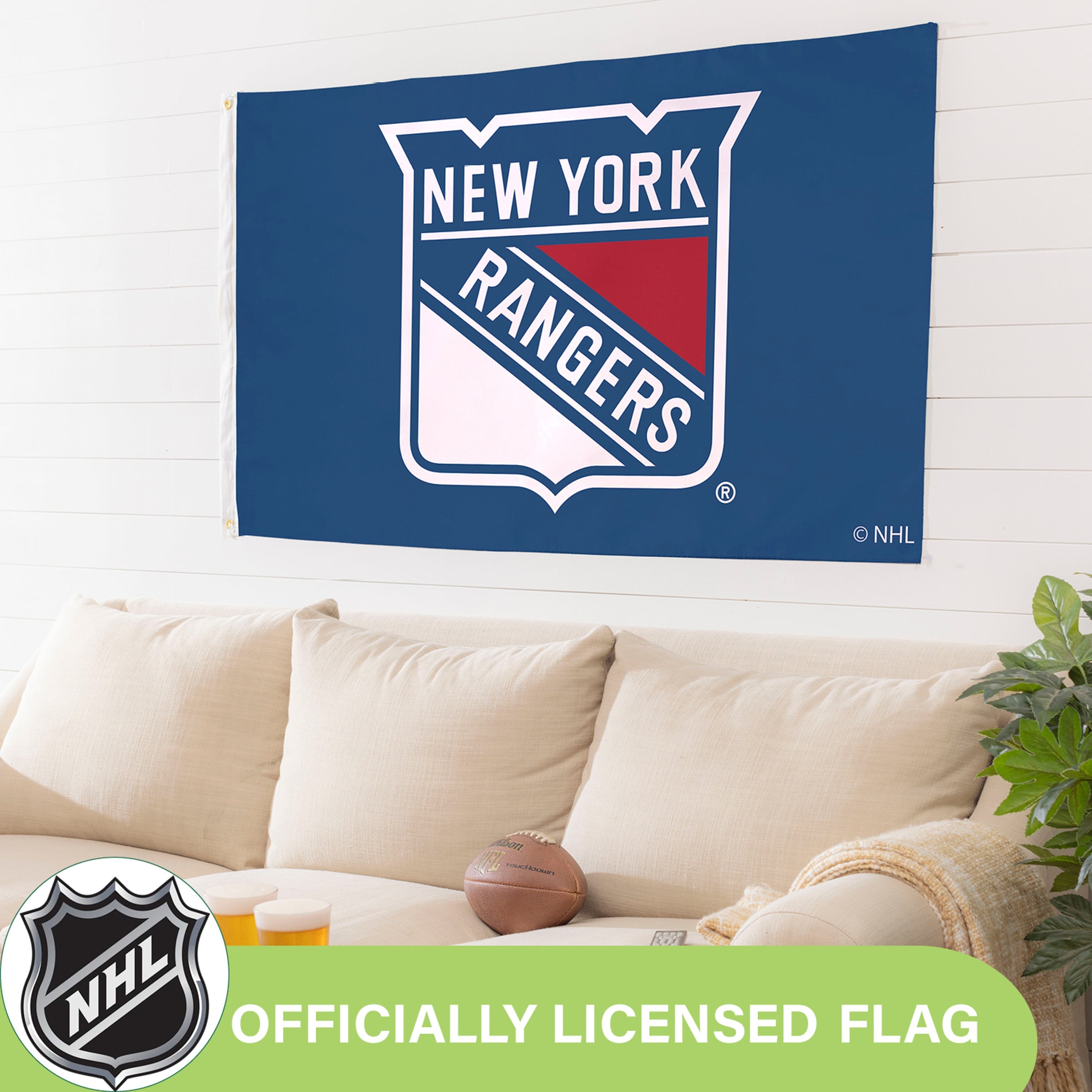 3'x5' Single Sided Flag w/ 2 Grommets, New York Rangers