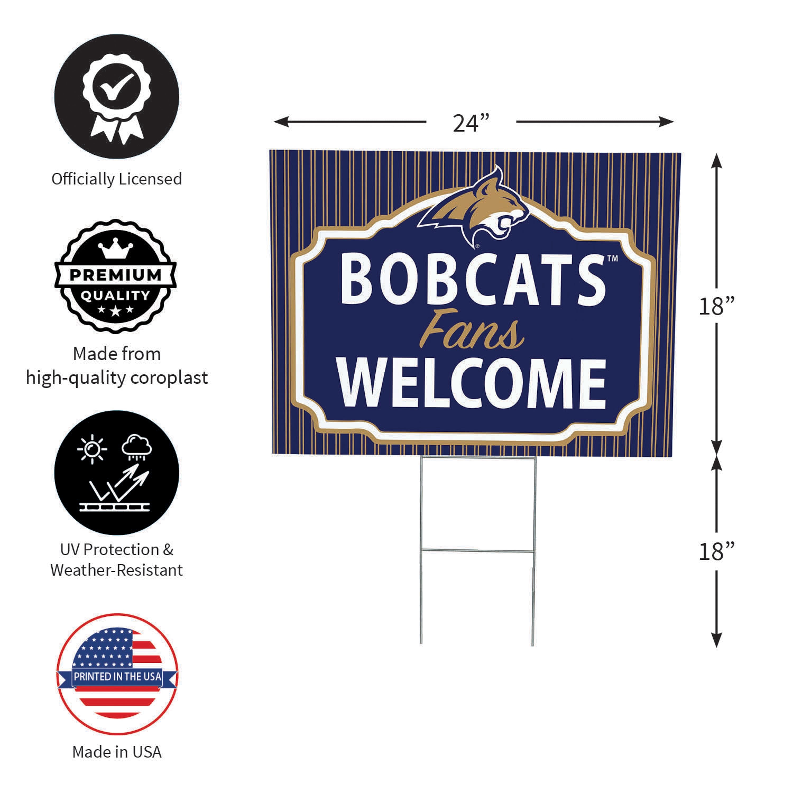 Montana State University Coroplast Yard Sign, "Fans Welcome" - Sports Collectibles, Sports Memorabilia, Sports Fan Shop, Sports Gifts